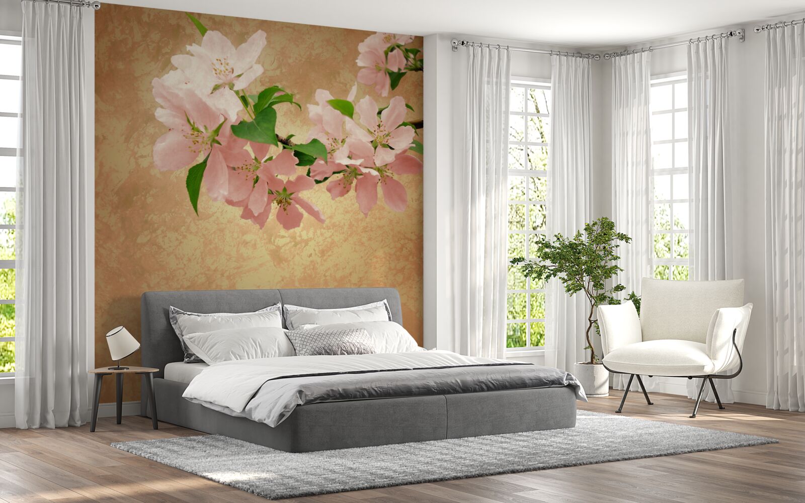 Фотошпалери молоді ніжні квіти сакури