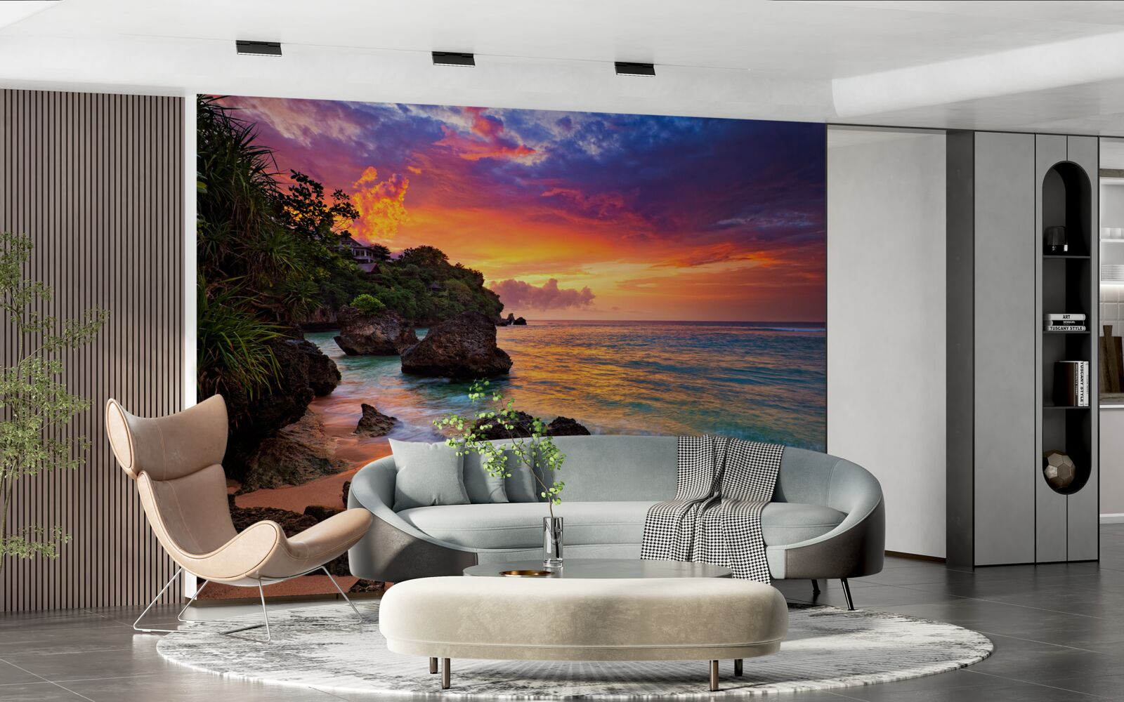 Фотошпалери Барвисті кольори заходу сонця на тропічному узбережжі