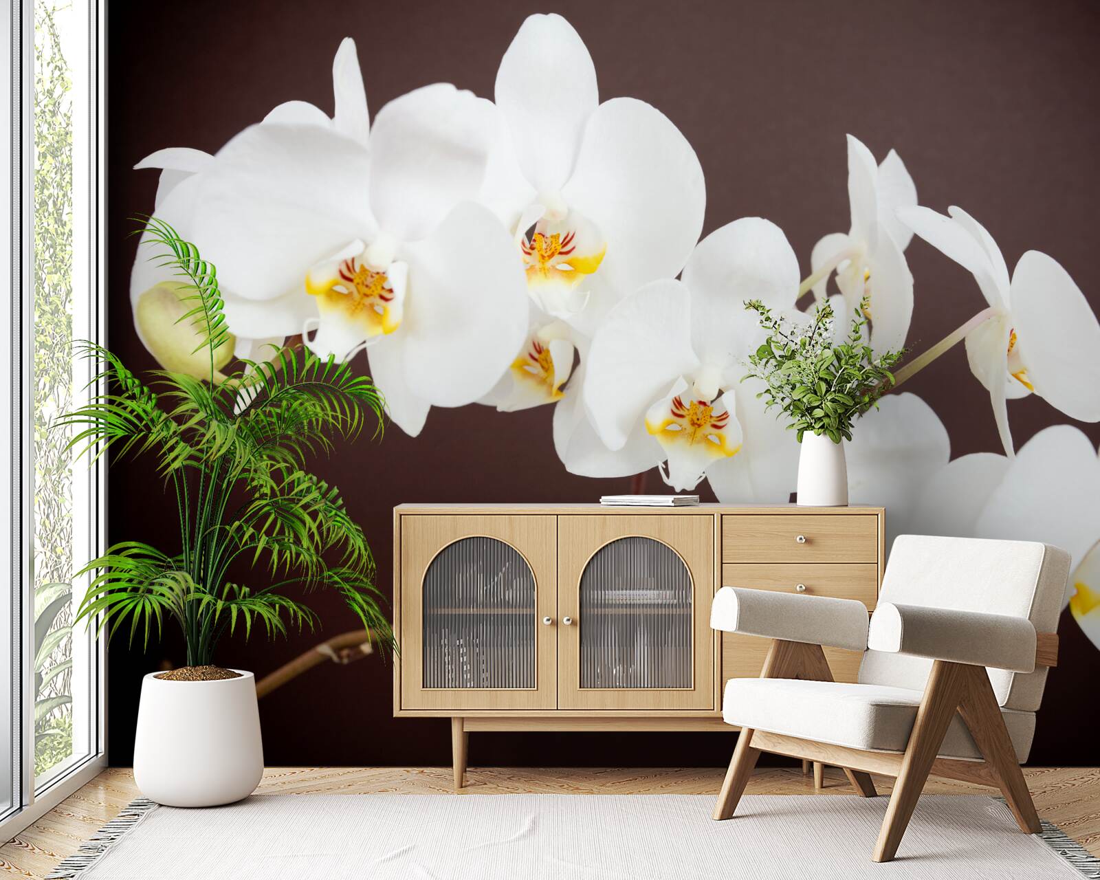 Фотошпалери білі молоді квіти дерев