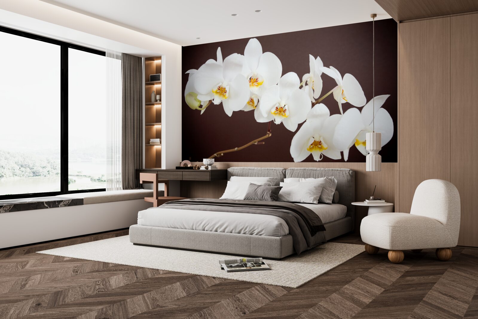 Фотошпалери білі молоді квіти дерев