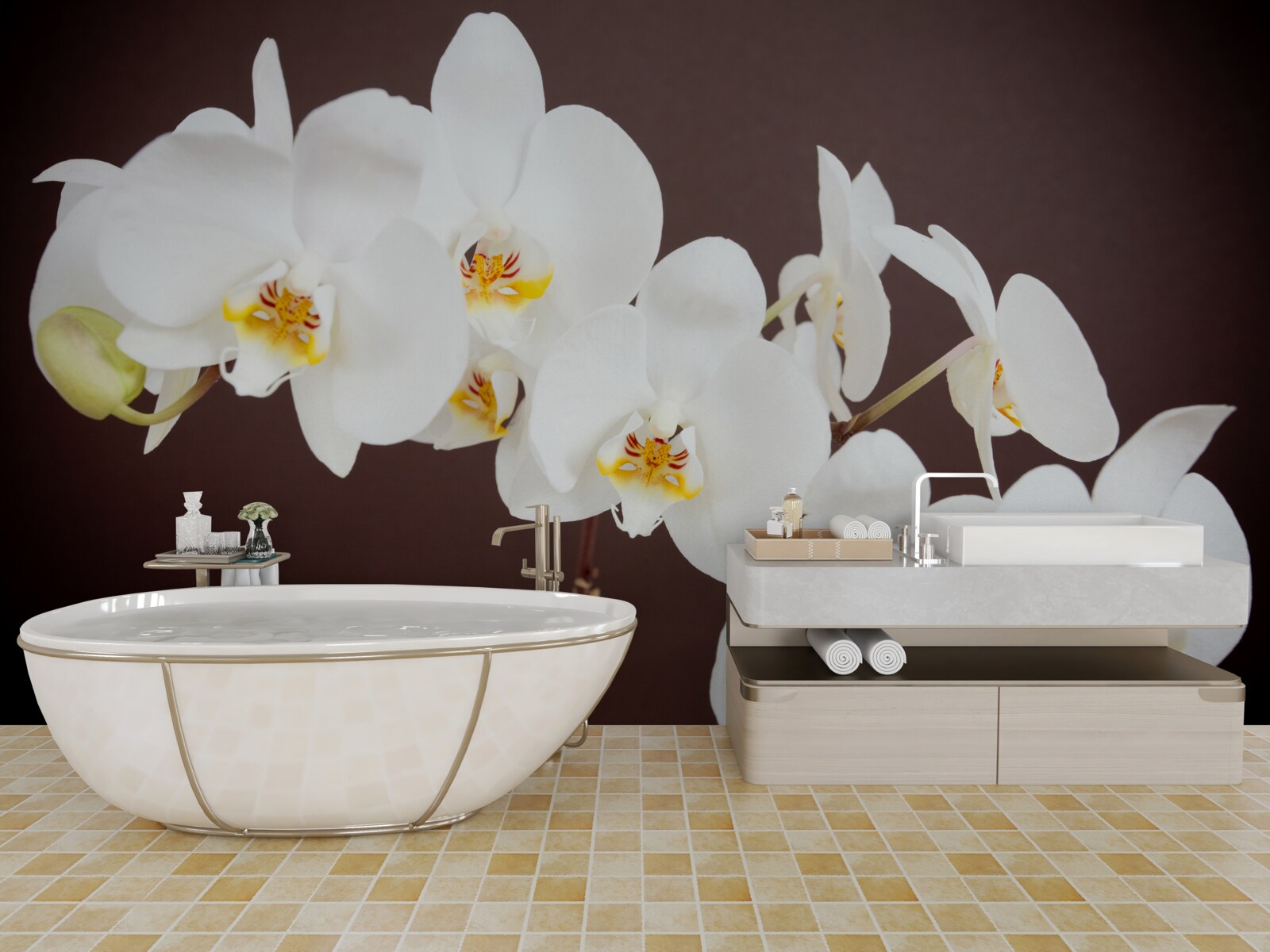 Фотошпалери білі молоді квіти дерев