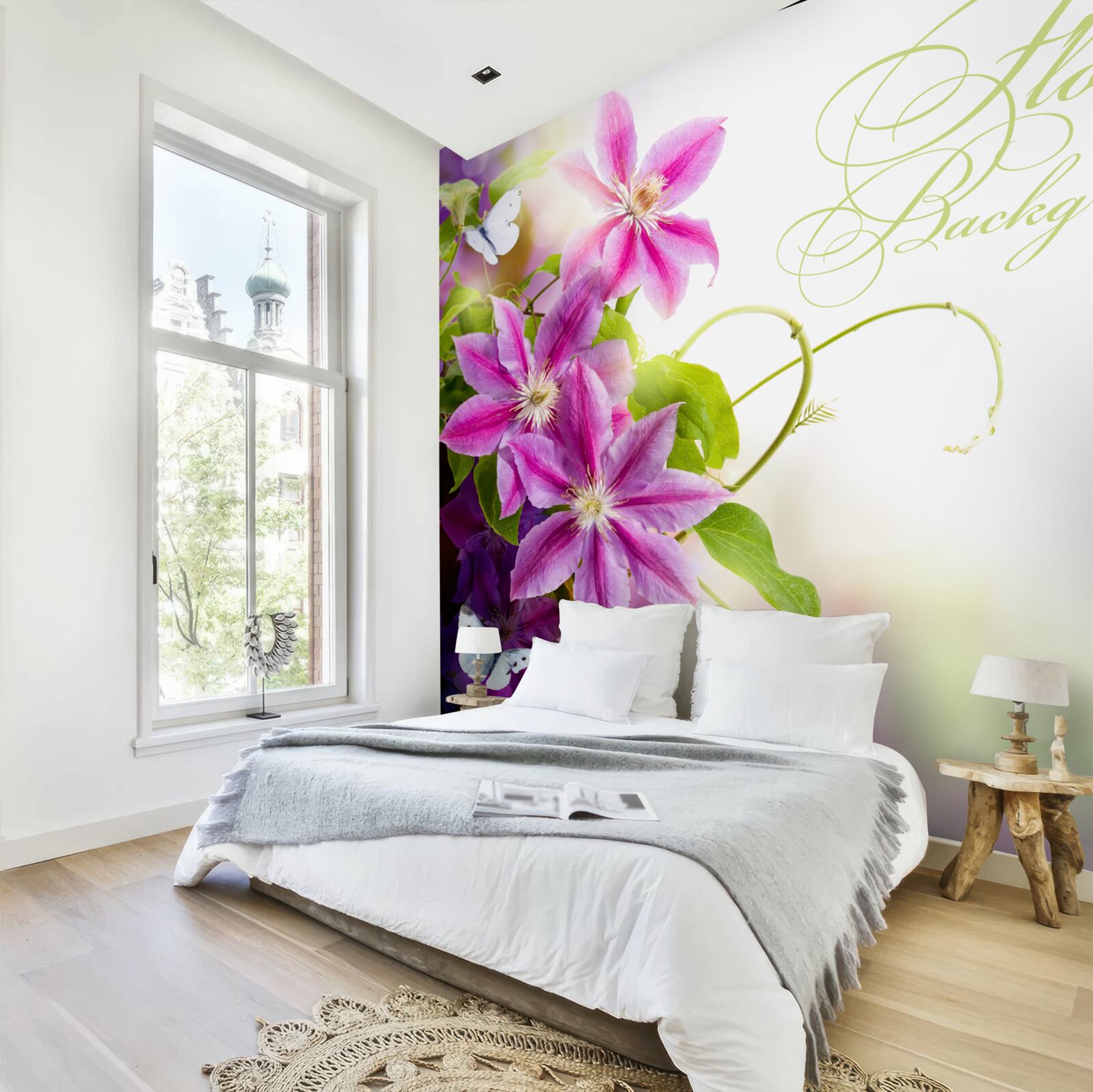 Фотошпалери красиві квіти лаванди та легкі метелики