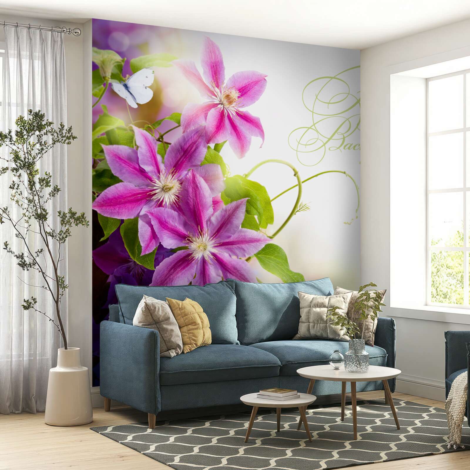 Фотошпалери красиві квіти лаванди та легкі метелики