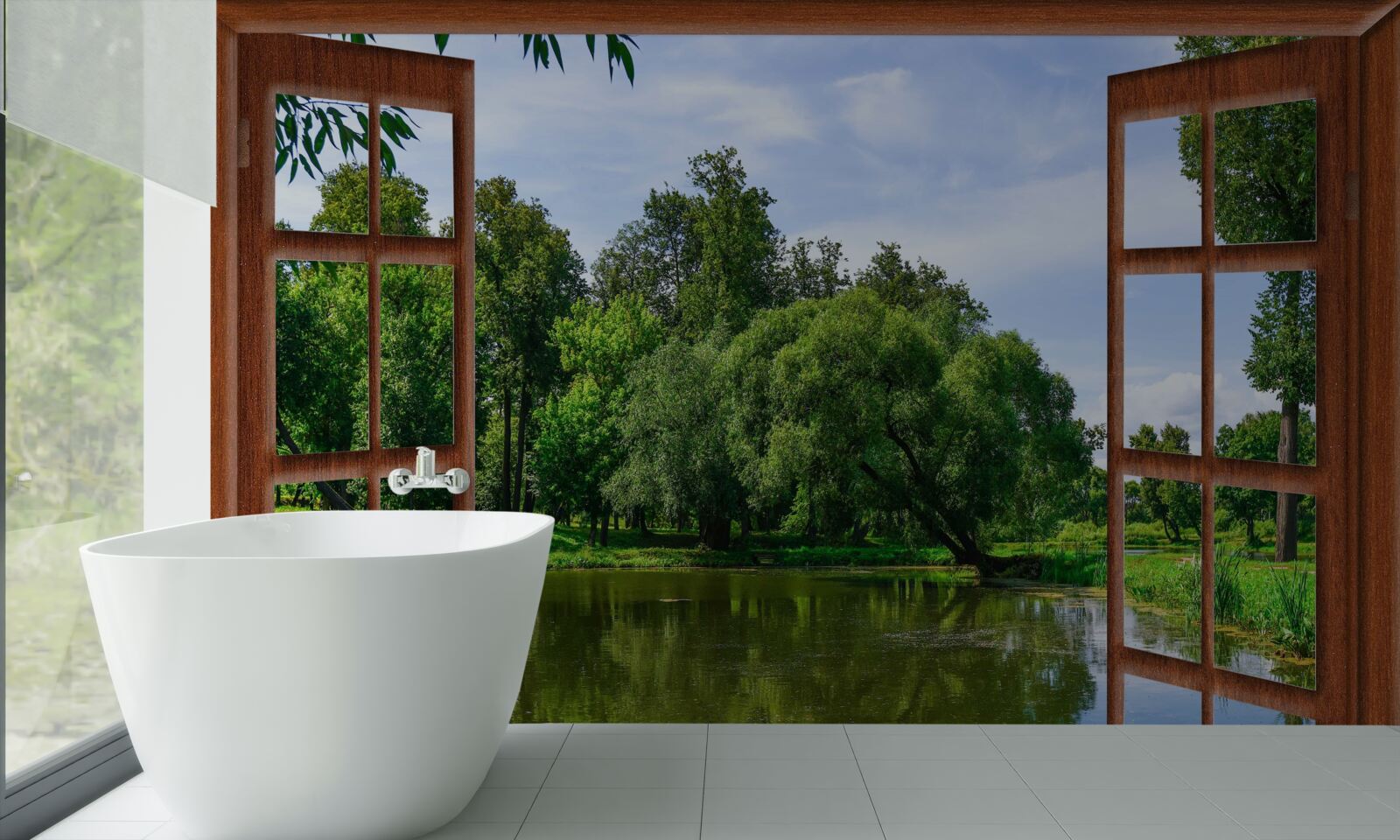 Фотошпалери панорамний природний ландшафт за вікном