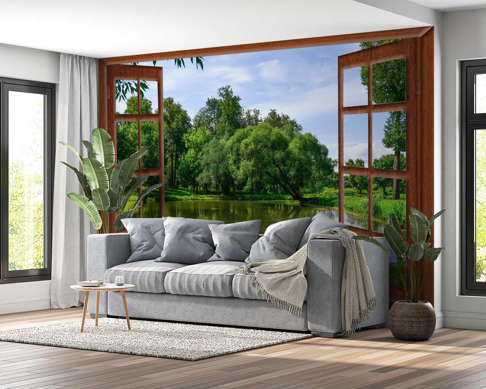 Фотошпалери панорамний природний ландшафт за вікном