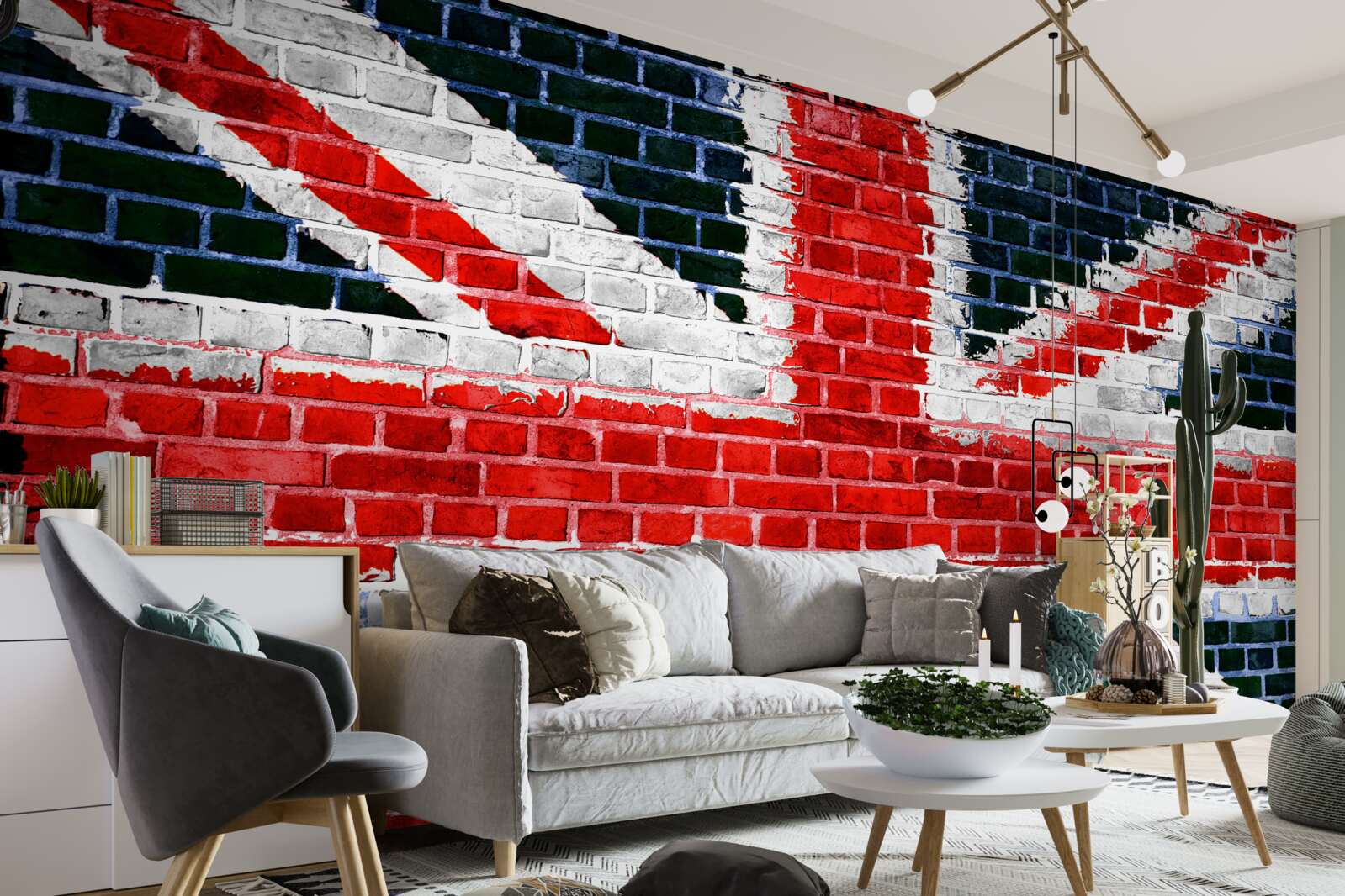 Фотошпалери англійський прапор на цегляній стіні