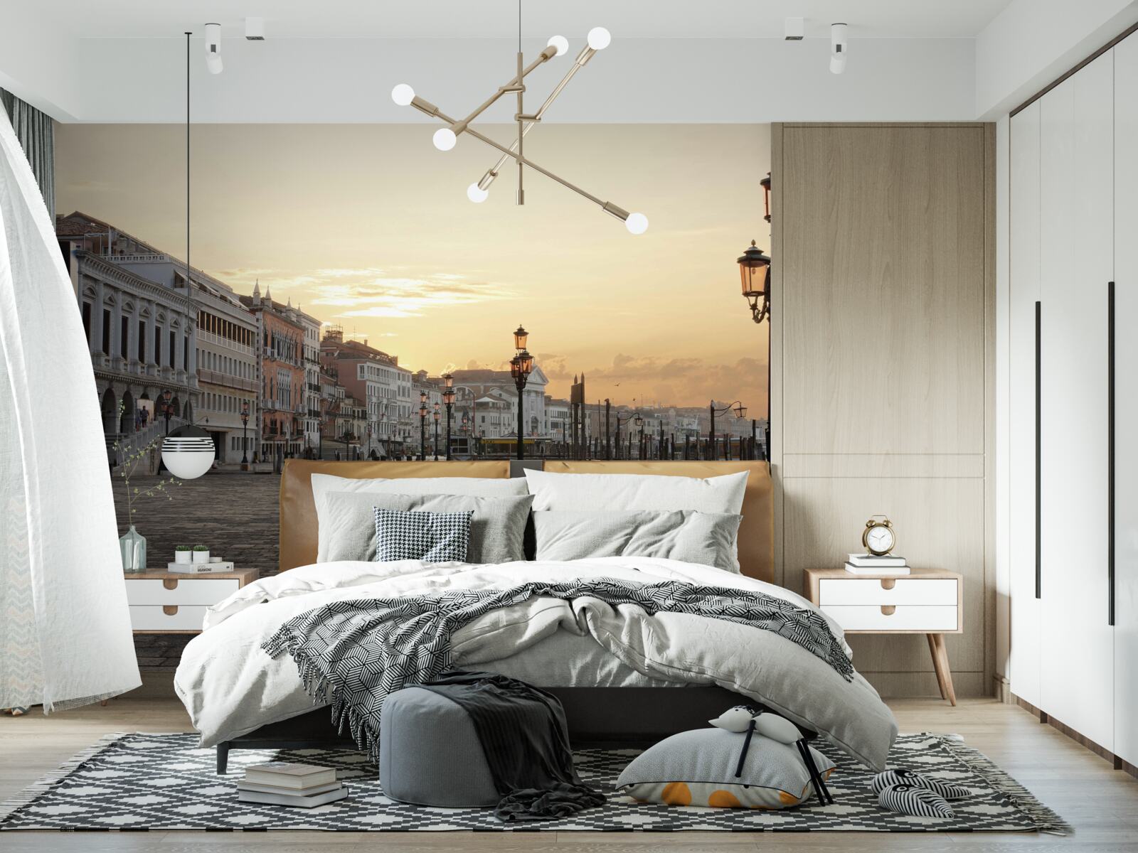 Фотошпалери покинута набережна в очікуванні заходу сонця