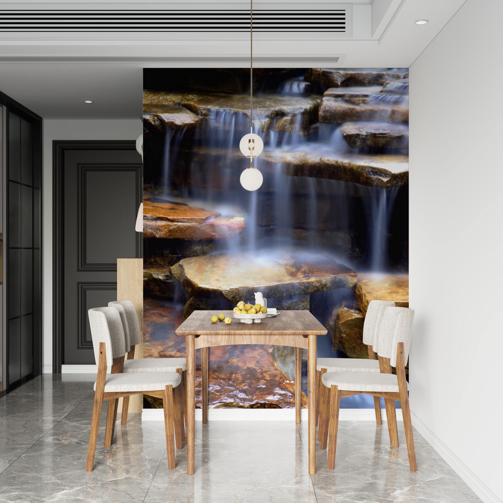 Фотошпалери ланцюг водоспадів з кам'яними полицями