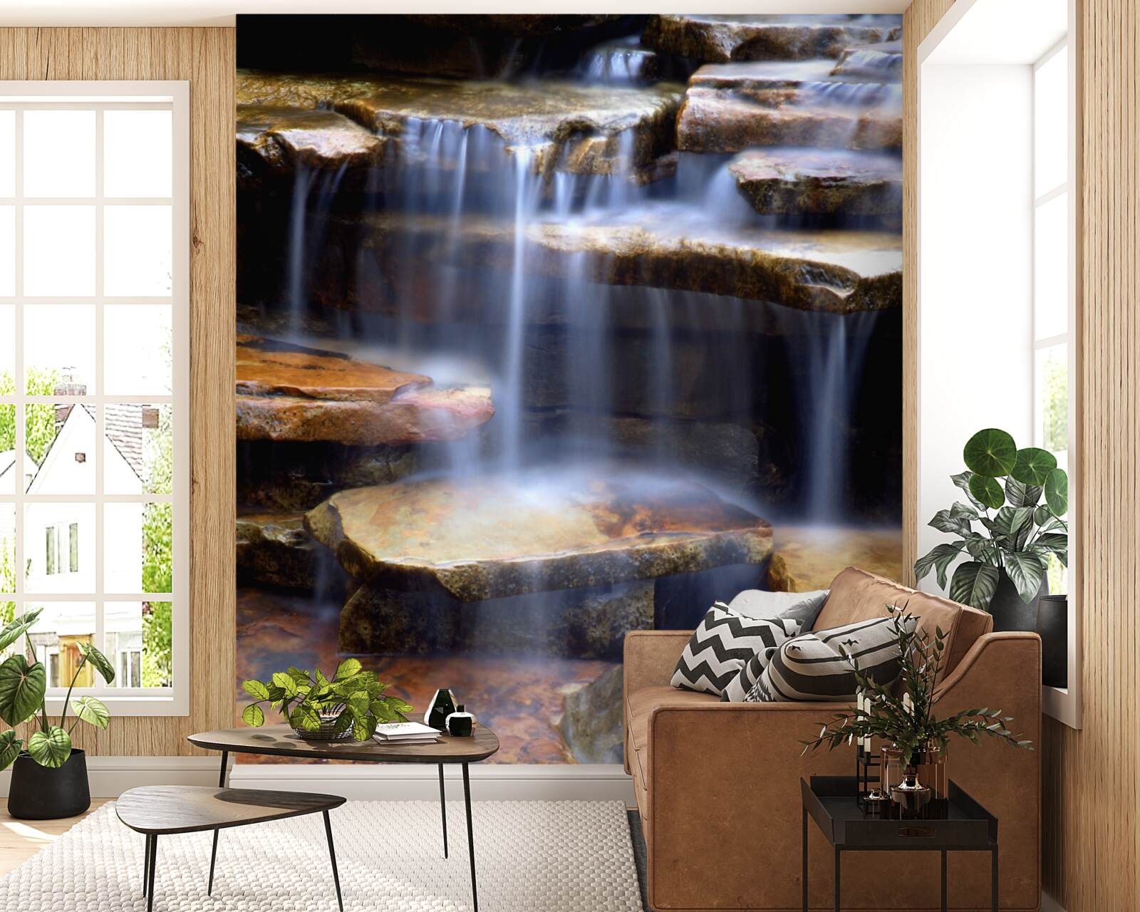 Фотошпалери ланцюг водоспадів з кам'яними полицями