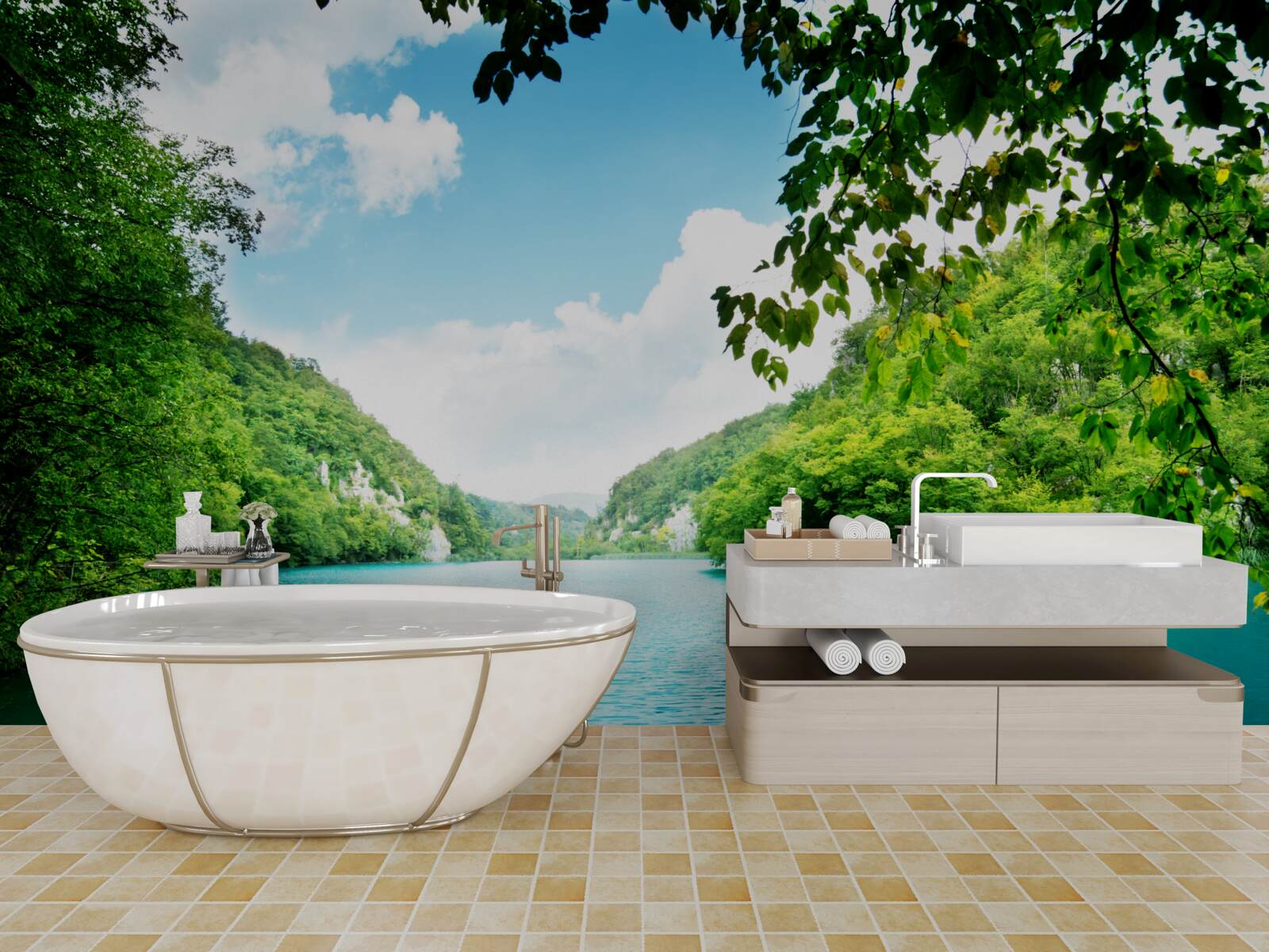 Фотошпалери блакитні води та смарагдові острови