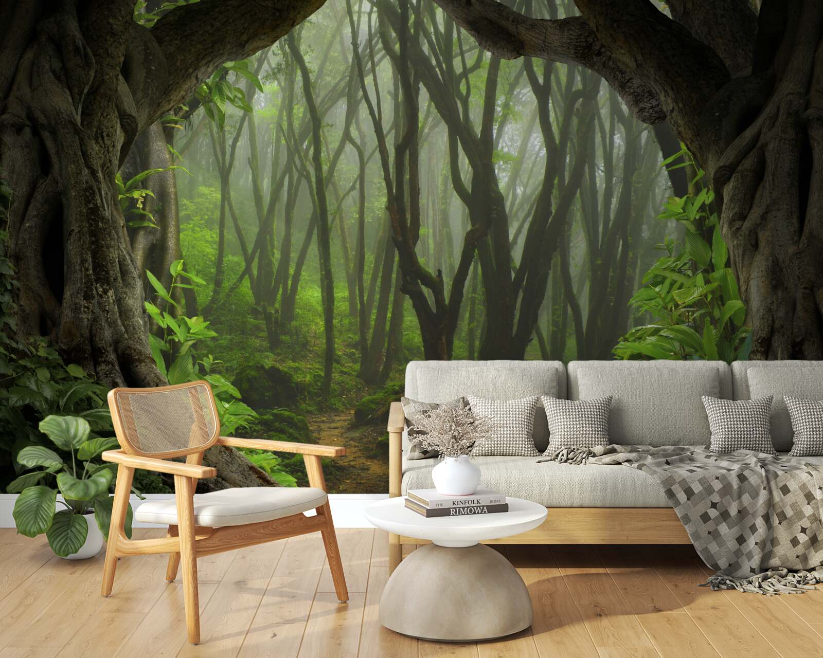 Фотошпалери пишний смарагдовий частокіл дерев