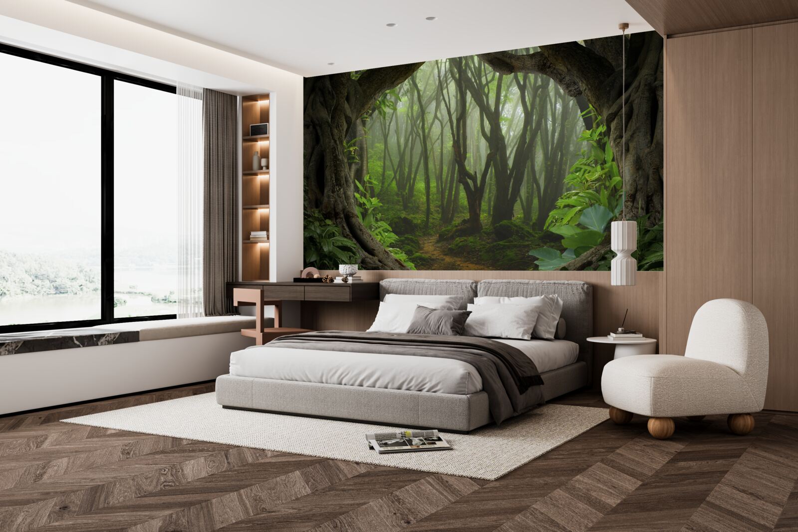 Фотошпалери пишний смарагдовий частокіл дерев