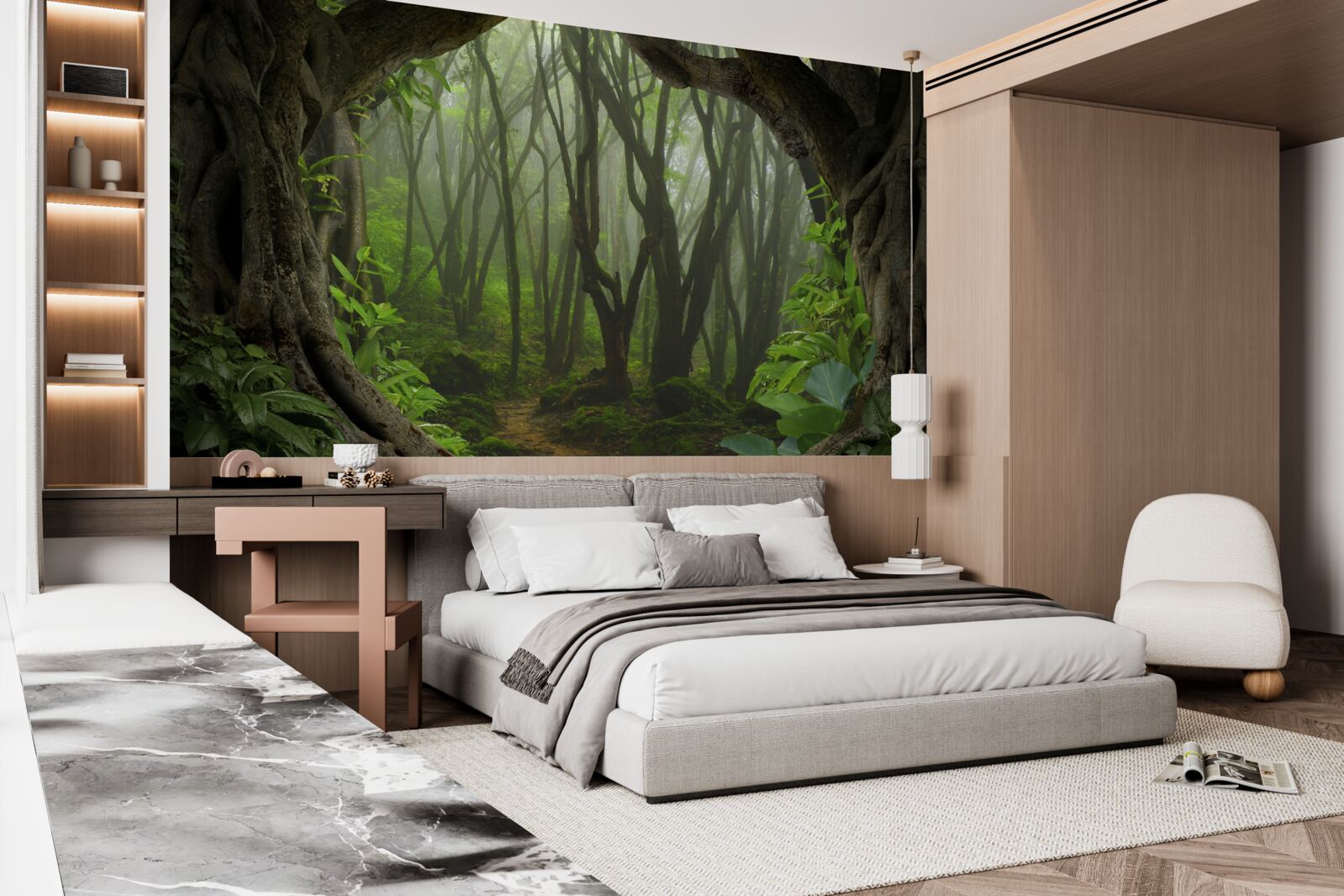 Фотошпалери пишний смарагдовий частокіл дерев