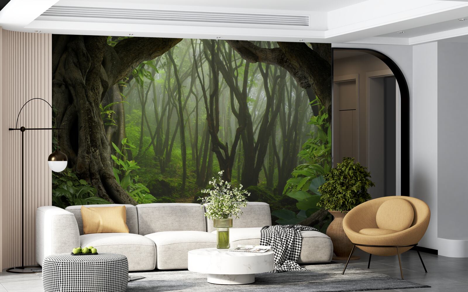 Фотошпалери пишний смарагдовий частокіл дерев