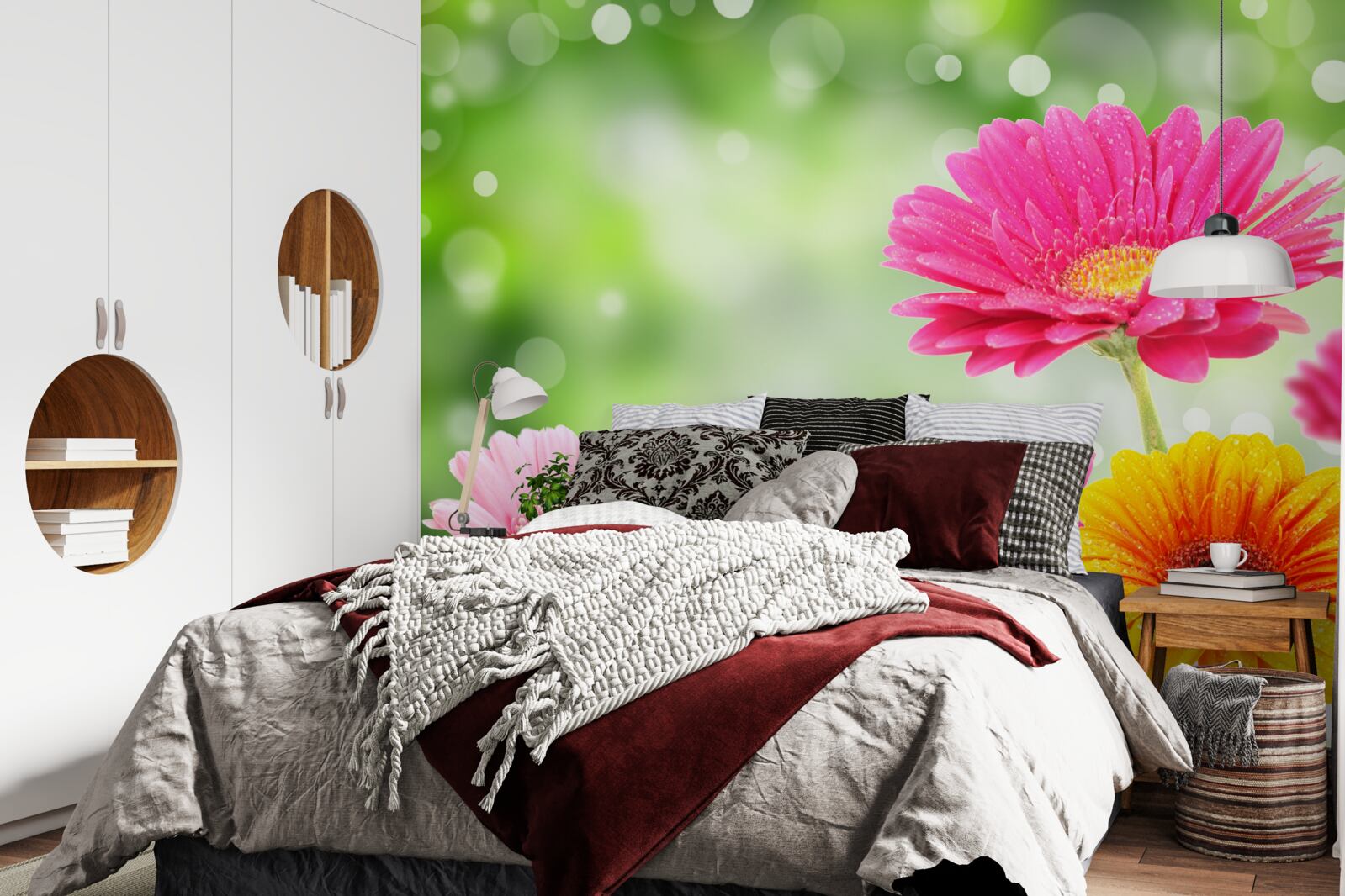 Фотошпалери гербери сяють під краплями дощу