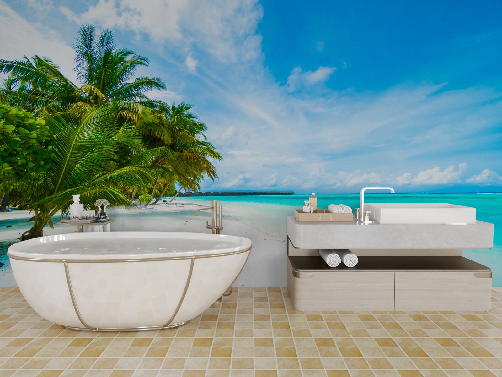 Фотошпалери піщані береги та бірюзова вода океану