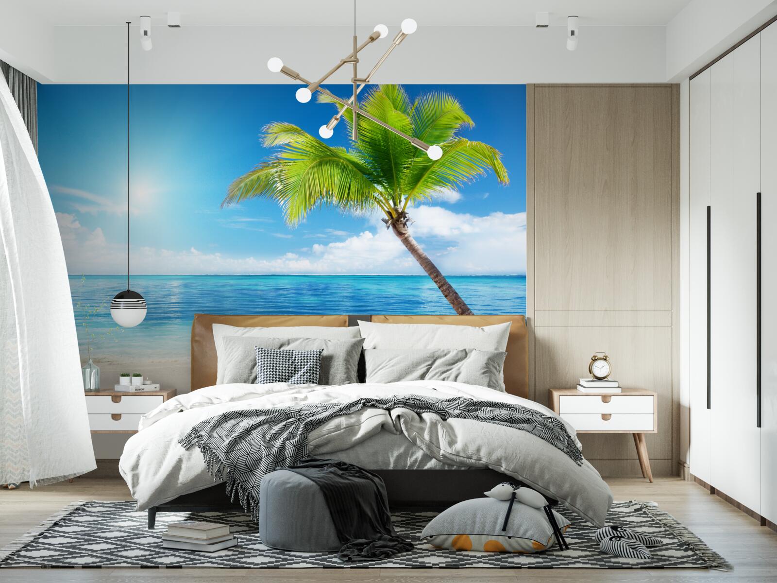 Фотошпалери яскравий сонячний день на березі моря в тропіках