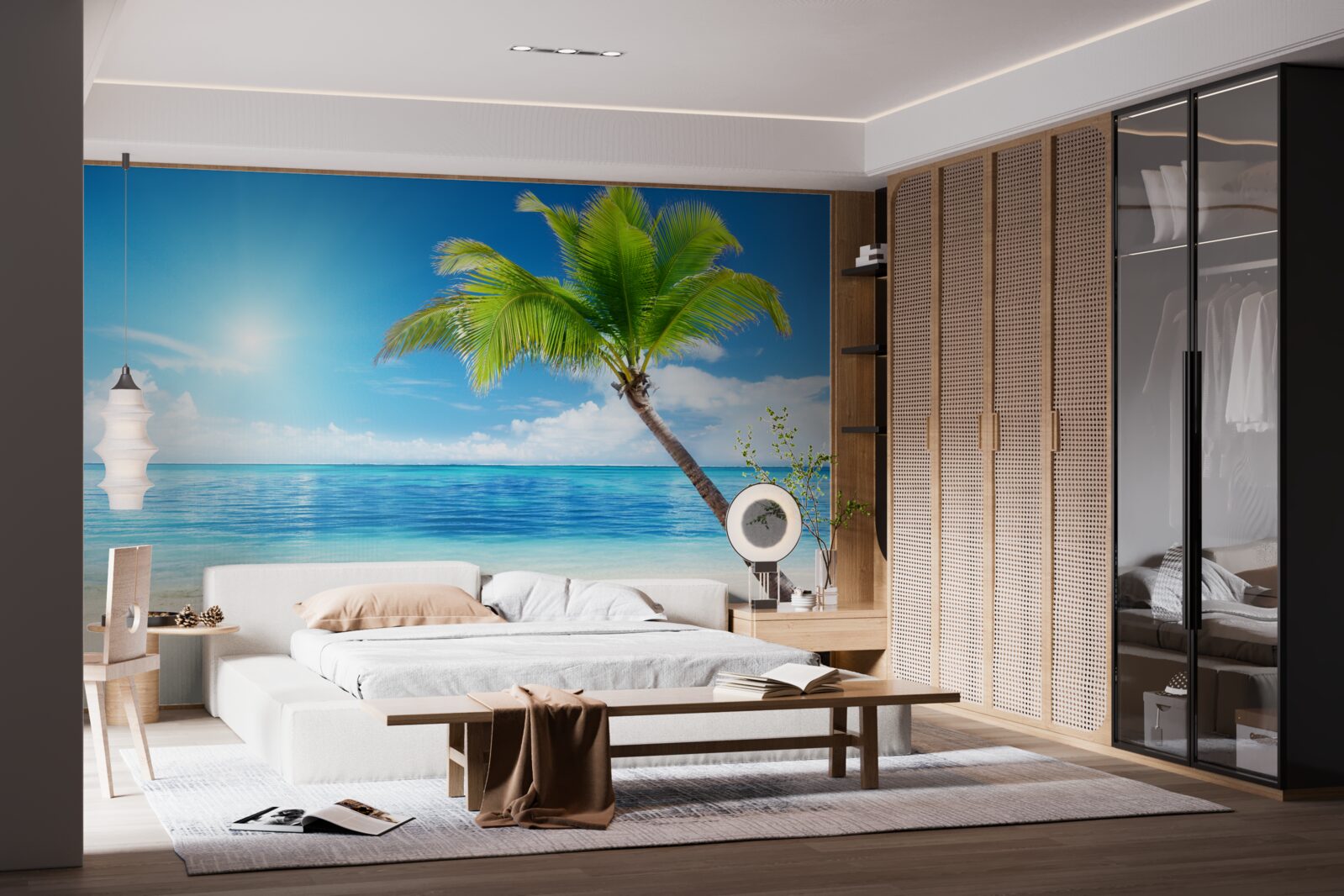 Фотошпалери яскравий сонячний день на березі моря в тропіках