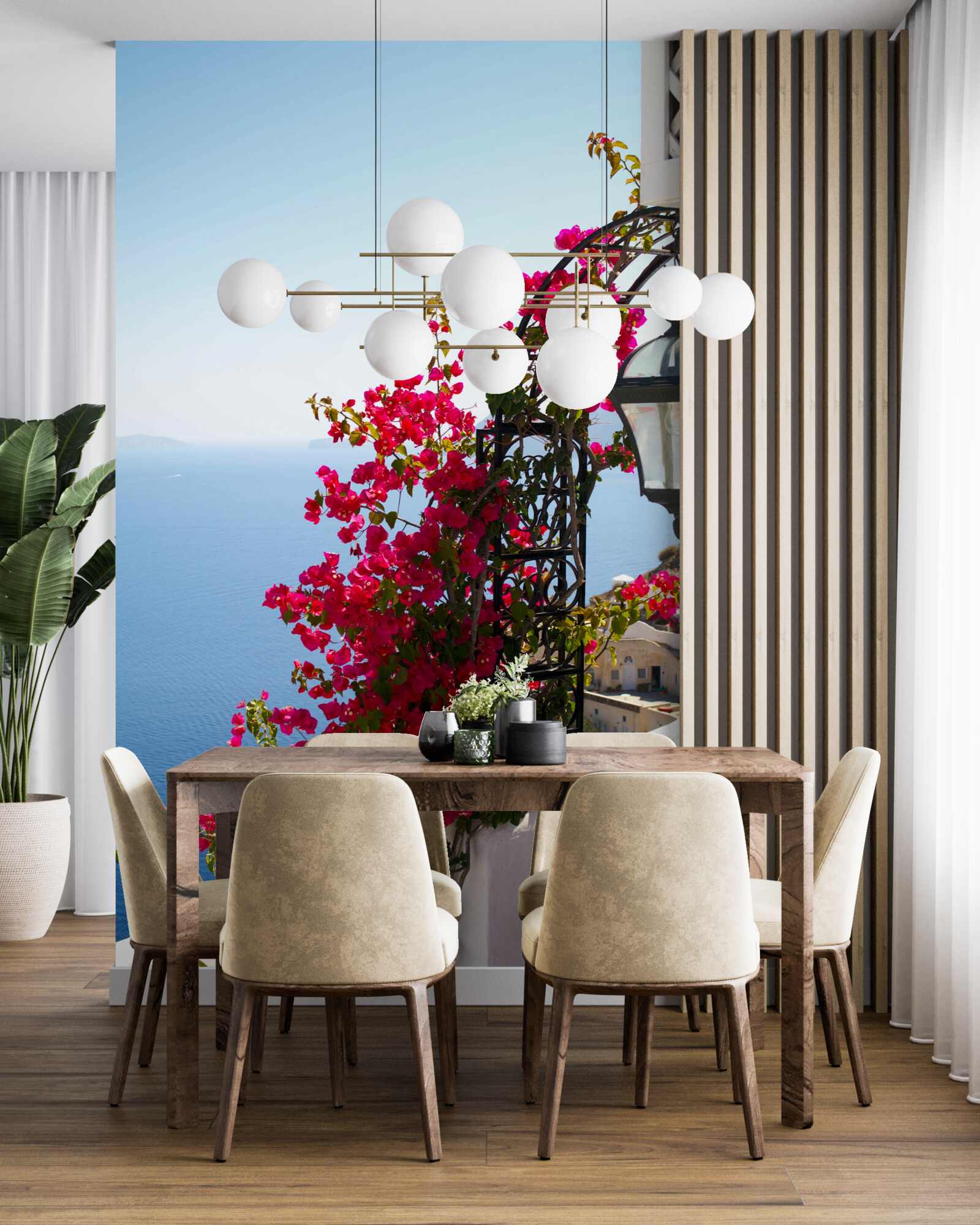 Фотошпалери Арка біля ставка, вкрита квітучими червоними квітами