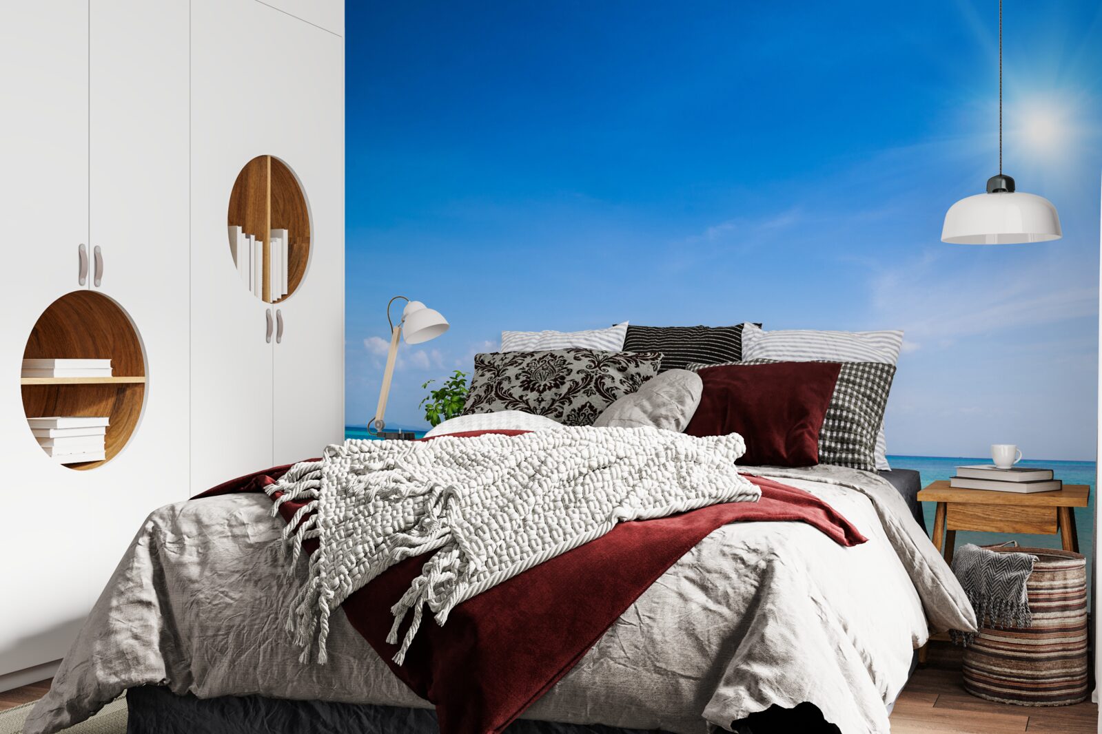 Фотошпалери при яскравому денному світлі яхти видно на пристрої