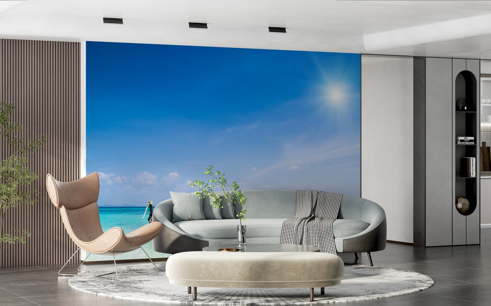 Фотошпалери при яскравому денному світлі яхти видно на пристрої