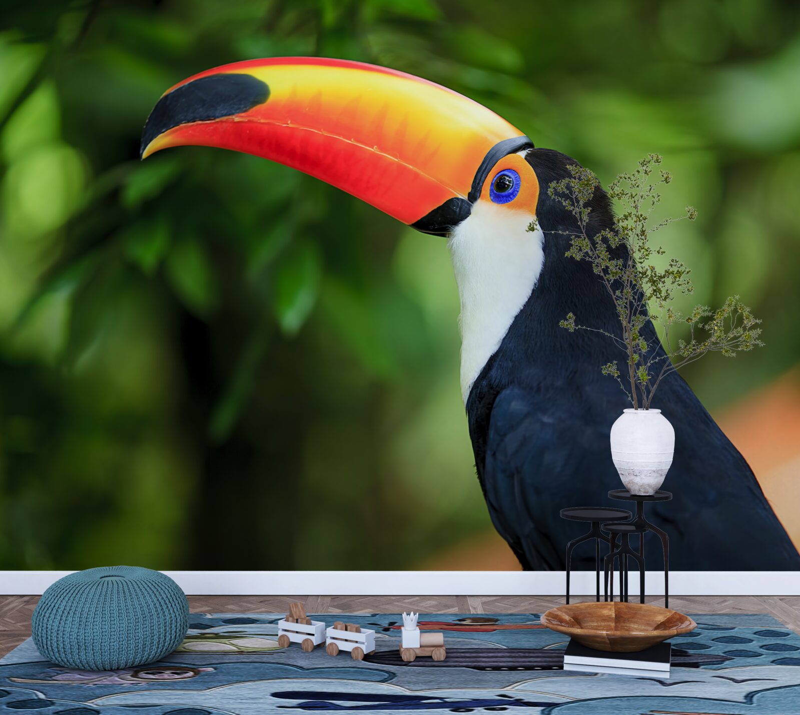 Фотошпалери дорослий і граціозний пелікан серед зелені