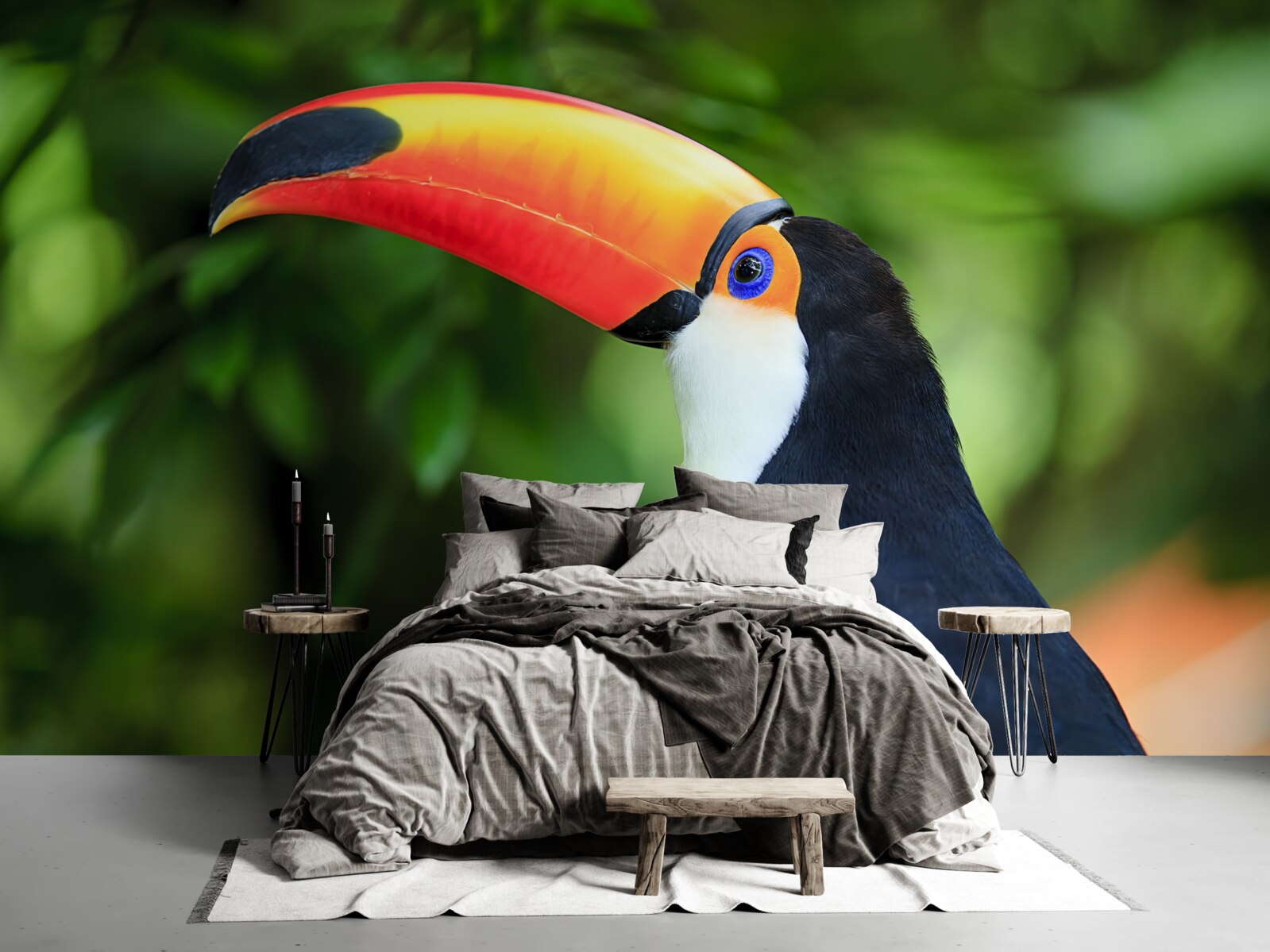 Фотошпалери дорослий і граціозний пелікан серед зелені