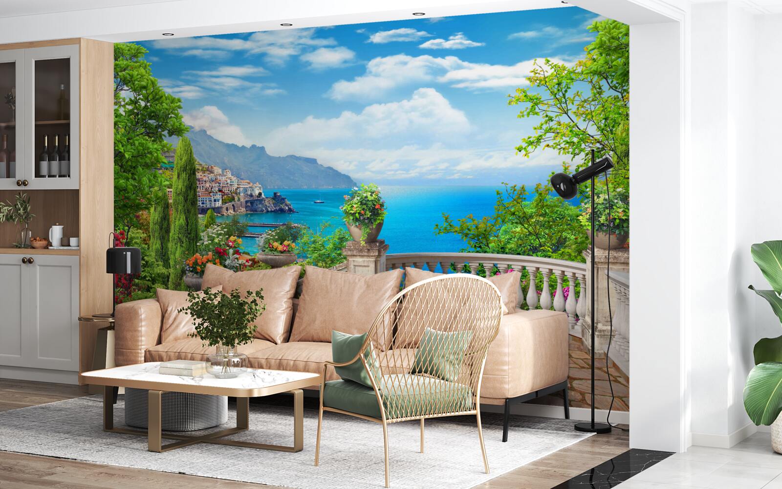 Фотошпалери кам'яний оглядовий майданчик з видом на море