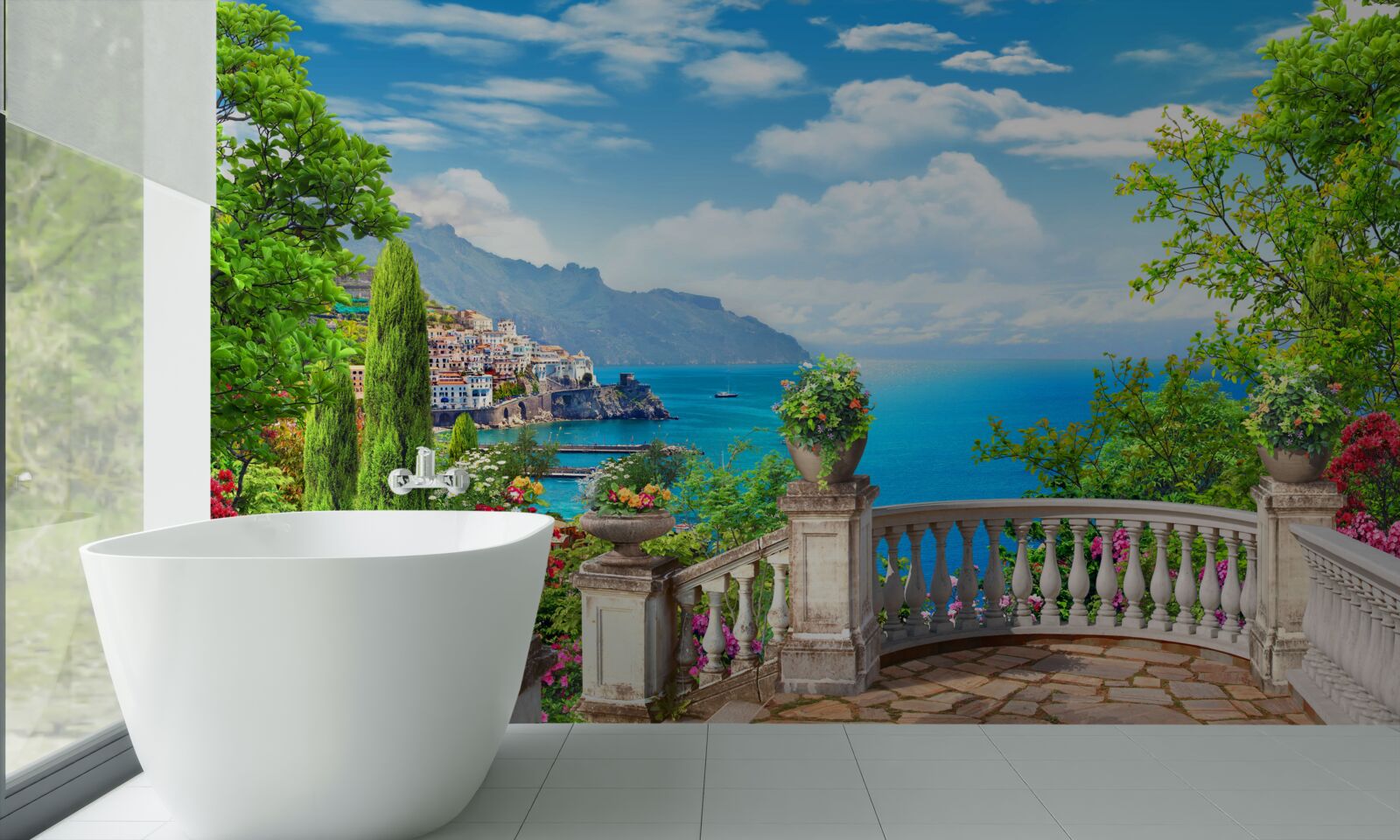 Фотошпалери кам'яний оглядовий майданчик з видом на море