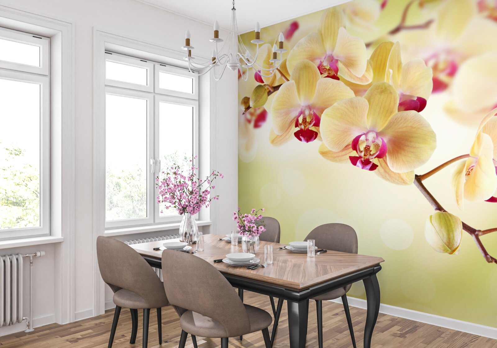 Фотошпалери ніжна кремова орхідея з витонченими бутонами