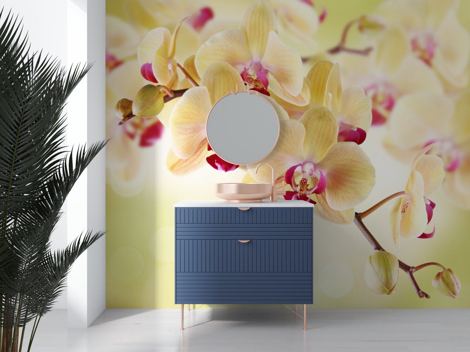 Фотошпалери ніжна кремова орхідея з витонченими бутонами