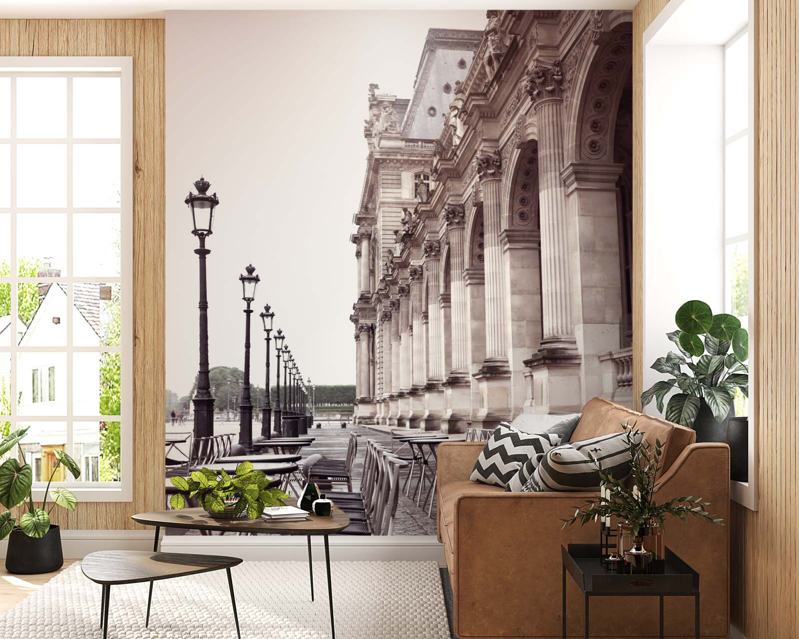 Фотошпалери кафе в італійському стилі на набережній під дощем