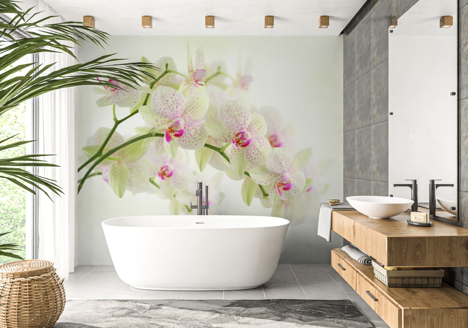 Фотошпалери надзвичайно пишні гілки з бутонами орхідей