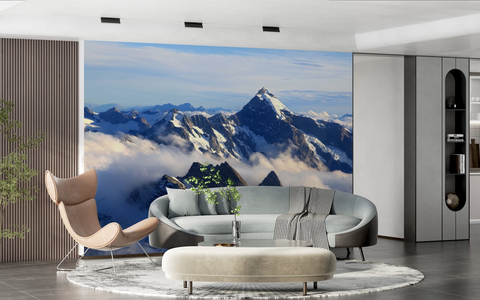 Фотошпалери прохолодний туман тягнеться високо в горах