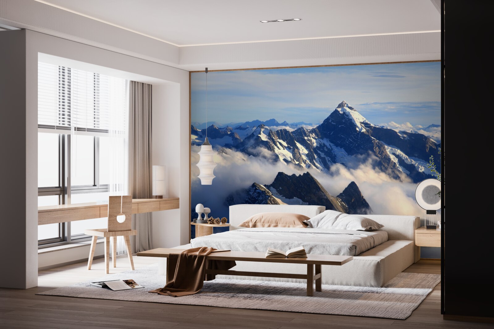 Фотошпалери прохолодний туман тягнеться високо в горах