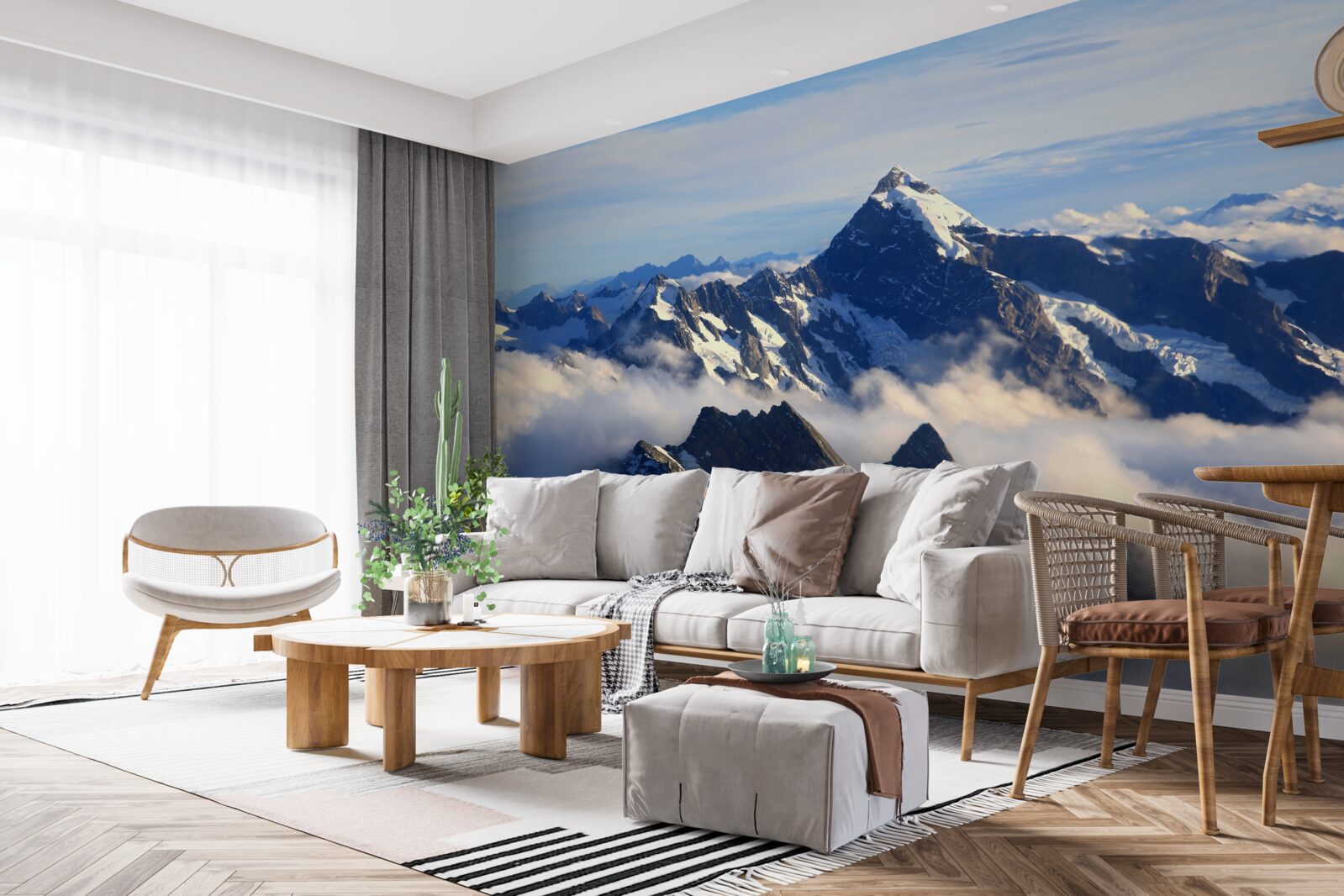 Фотошпалери прохолодний туман тягнеться високо в горах