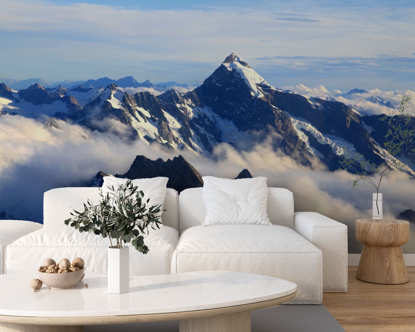 Фотошпалери прохолодний туман тягнеться високо в горах