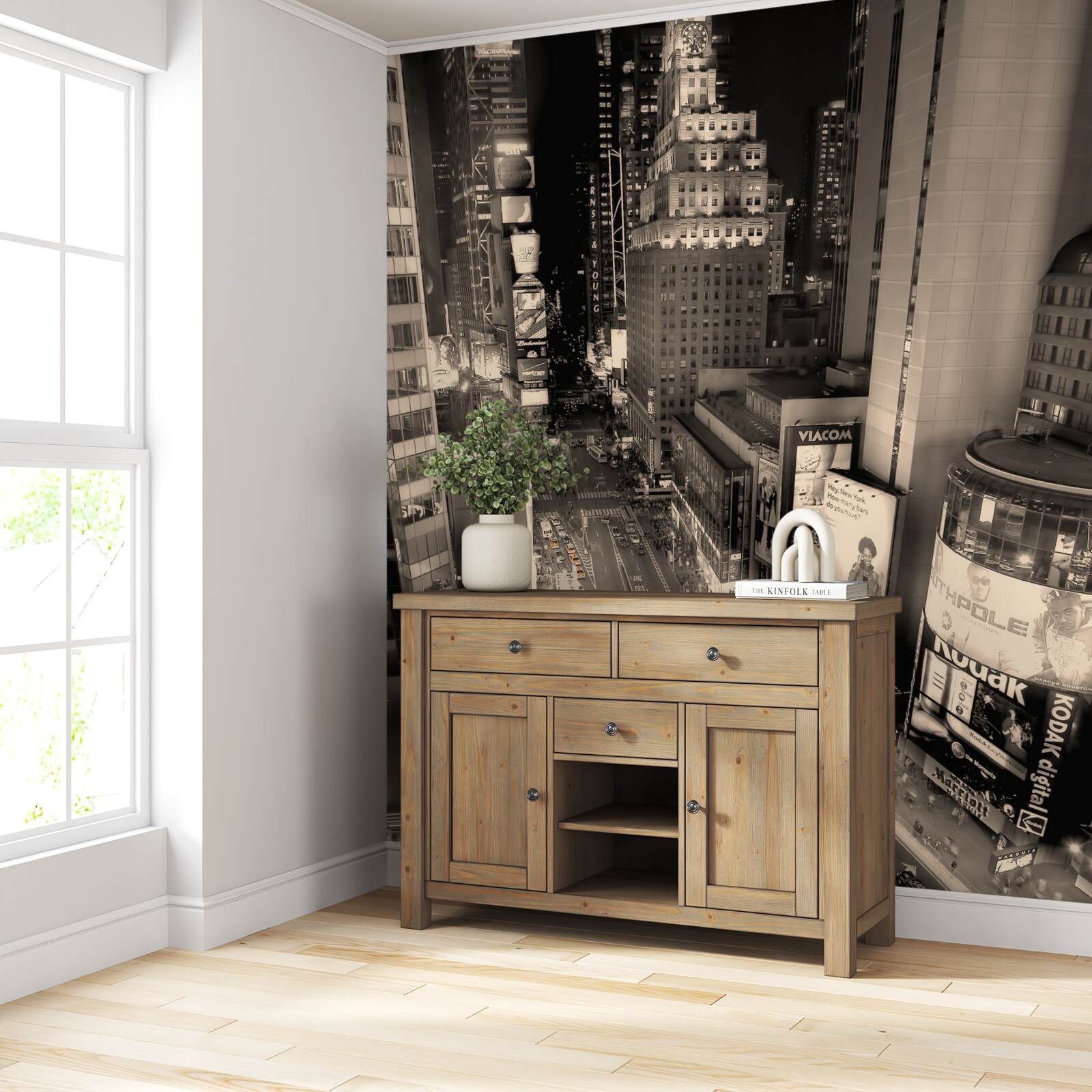 Фотошпалери Жовті таксі застрягли в сірому міському заторі