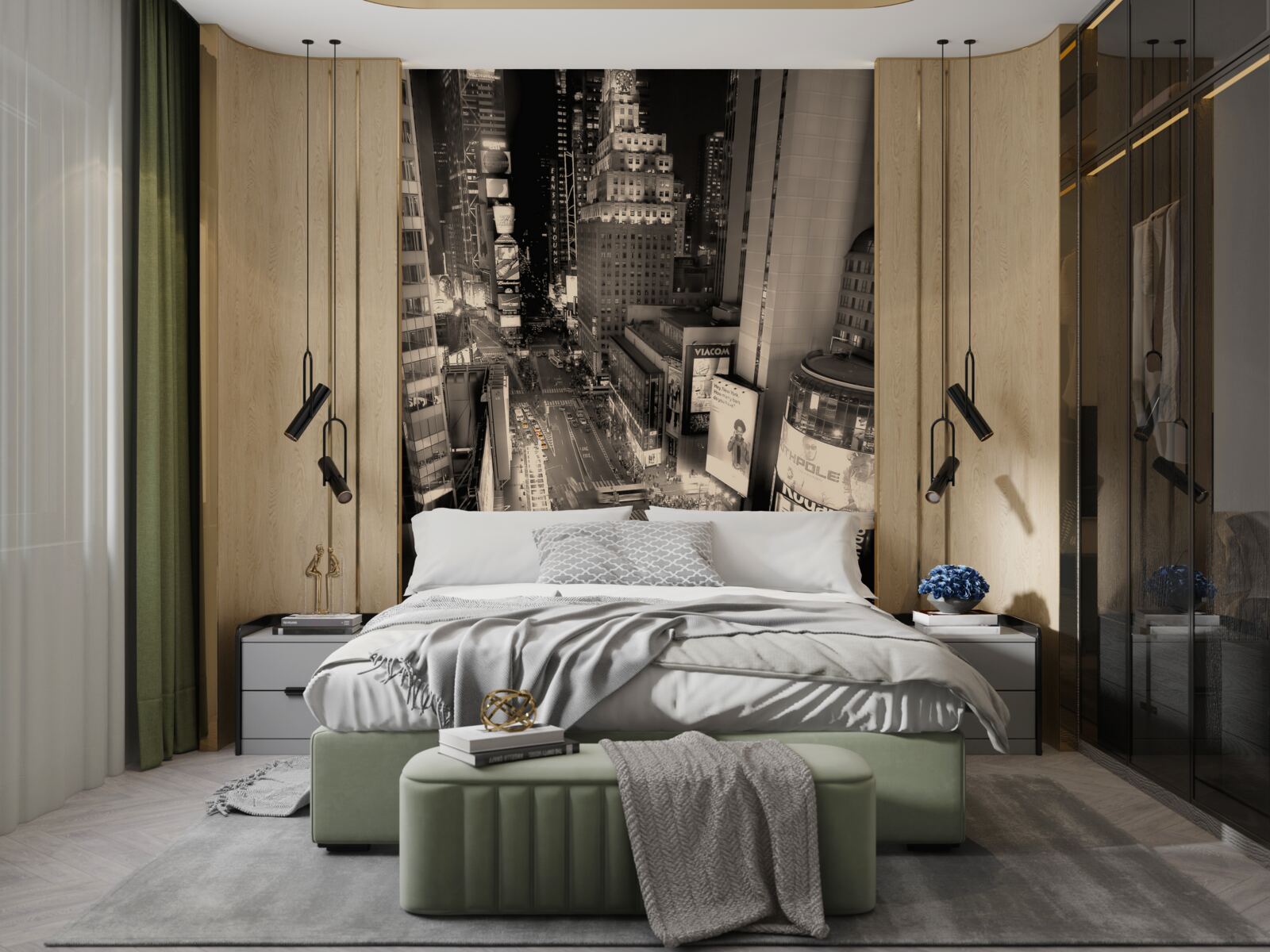 Фотошпалери Жовті таксі застрягли в сірому міському заторі