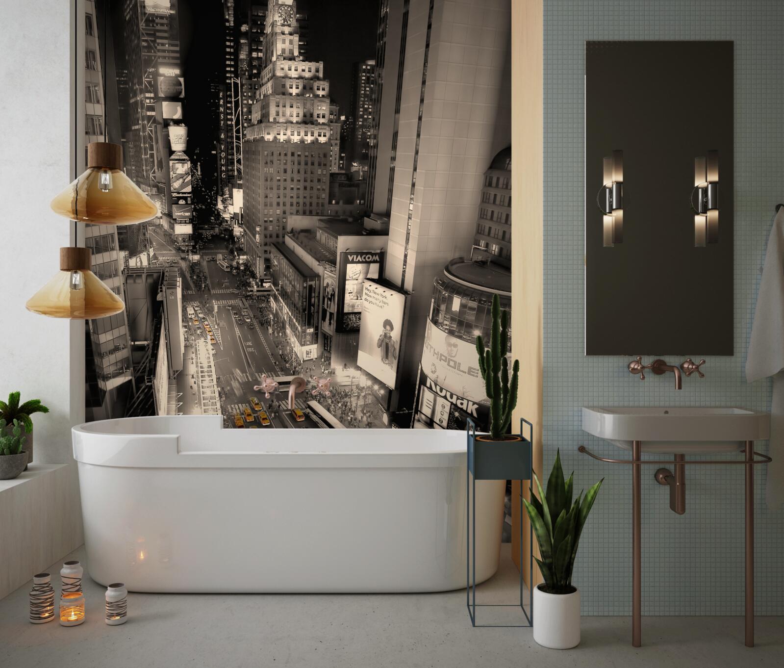 Фотошпалери Жовті таксі застрягли в сірому міському заторі