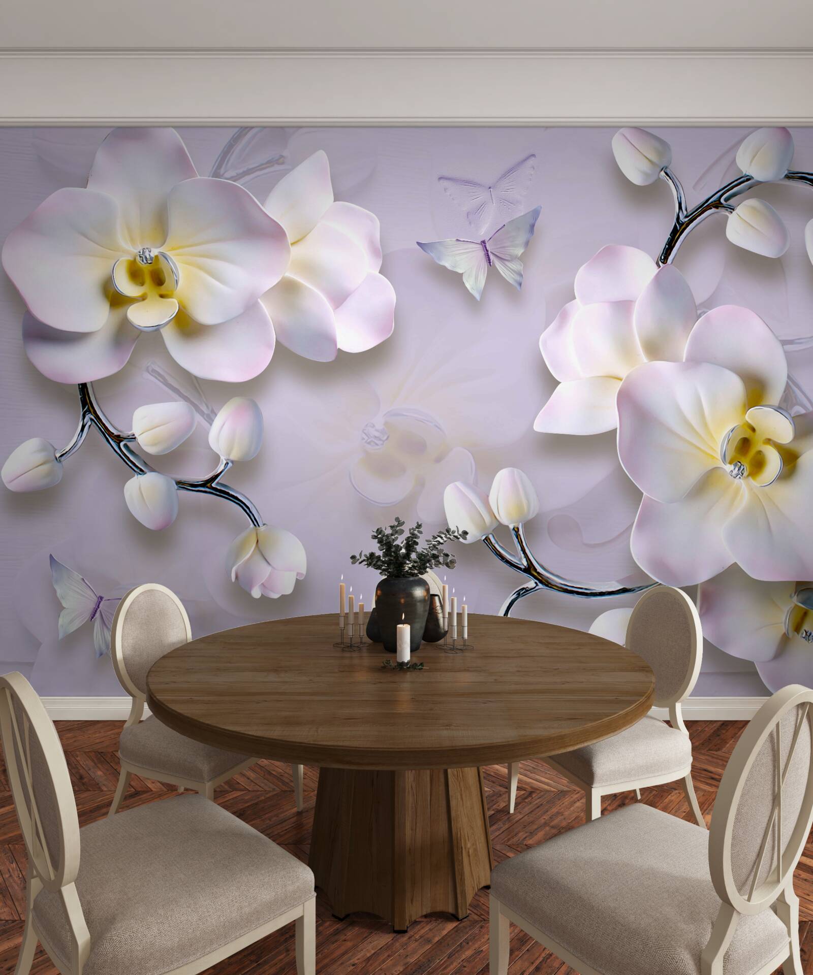 Фотошпалери білосніжні квіти, що розпускаються на гілках