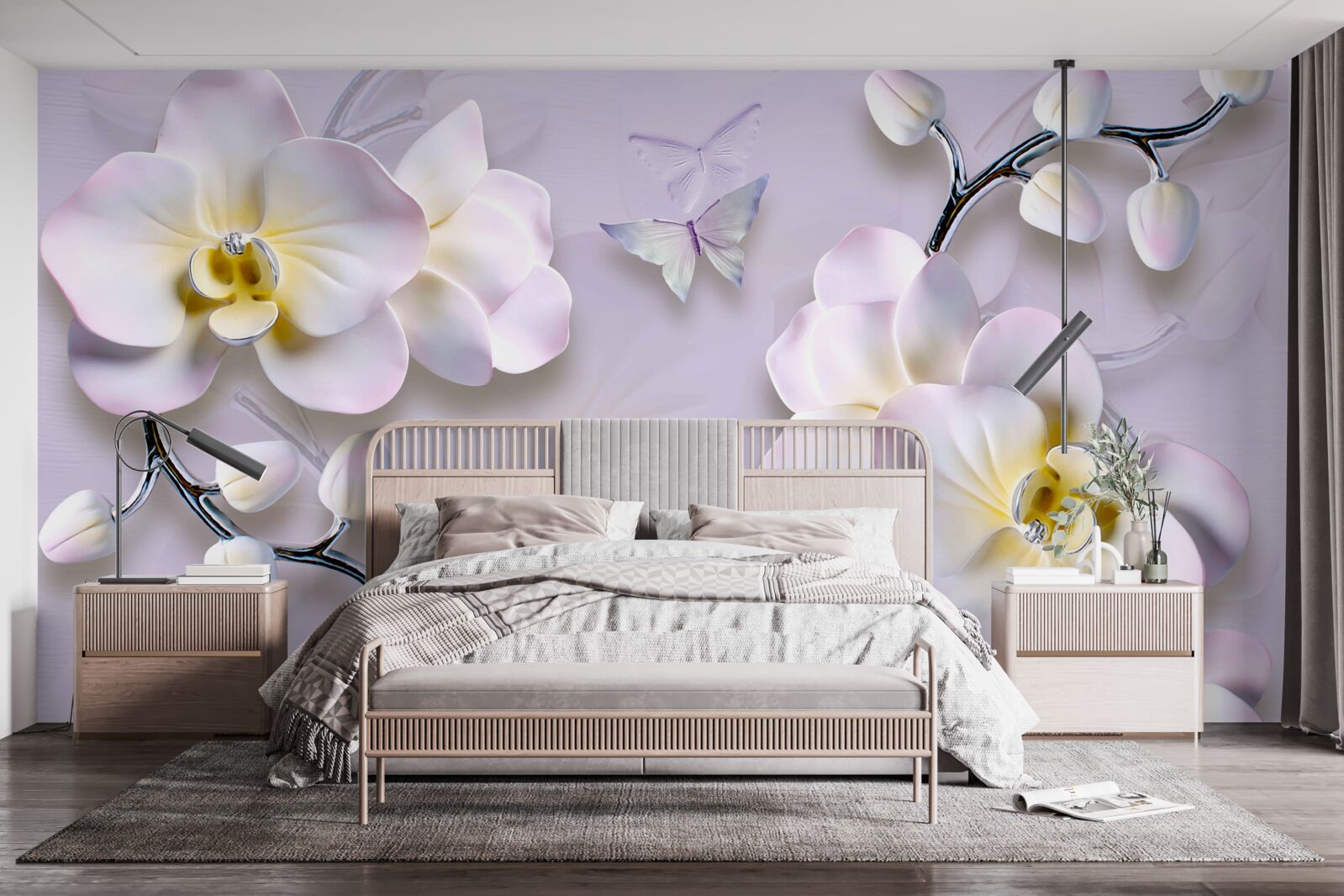 Фотошпалери білосніжні квіти, що розпускаються на гілках