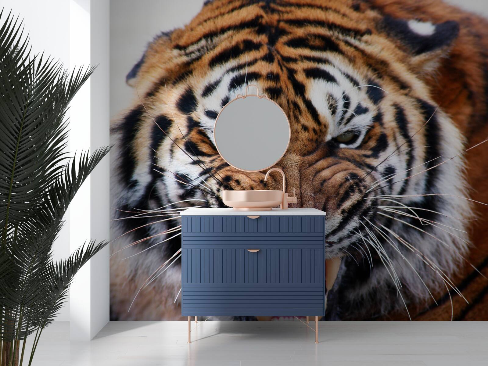 Фотошпалери розлючений дорослий тигр видає рев