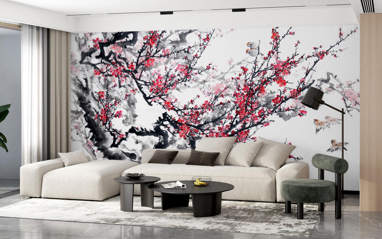 Фотошпалери на дереві цвіте сакура