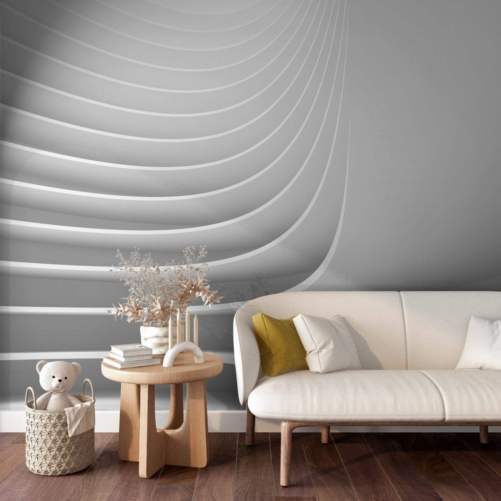 Фотошпалери плавні горизонтальні лінії з геометричним візерунком