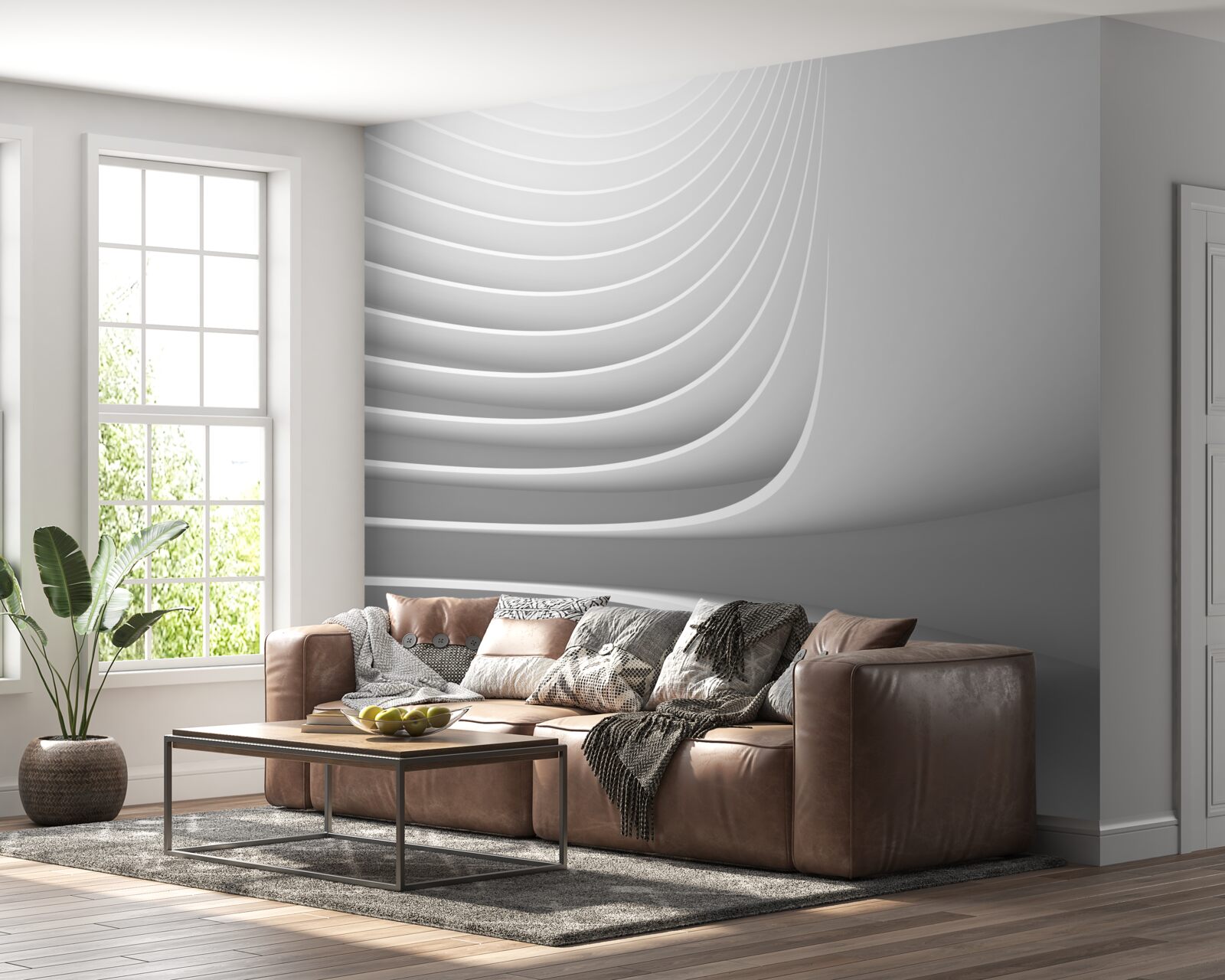 Фотошпалери плавні горизонтальні лінії з геометричним візерунком