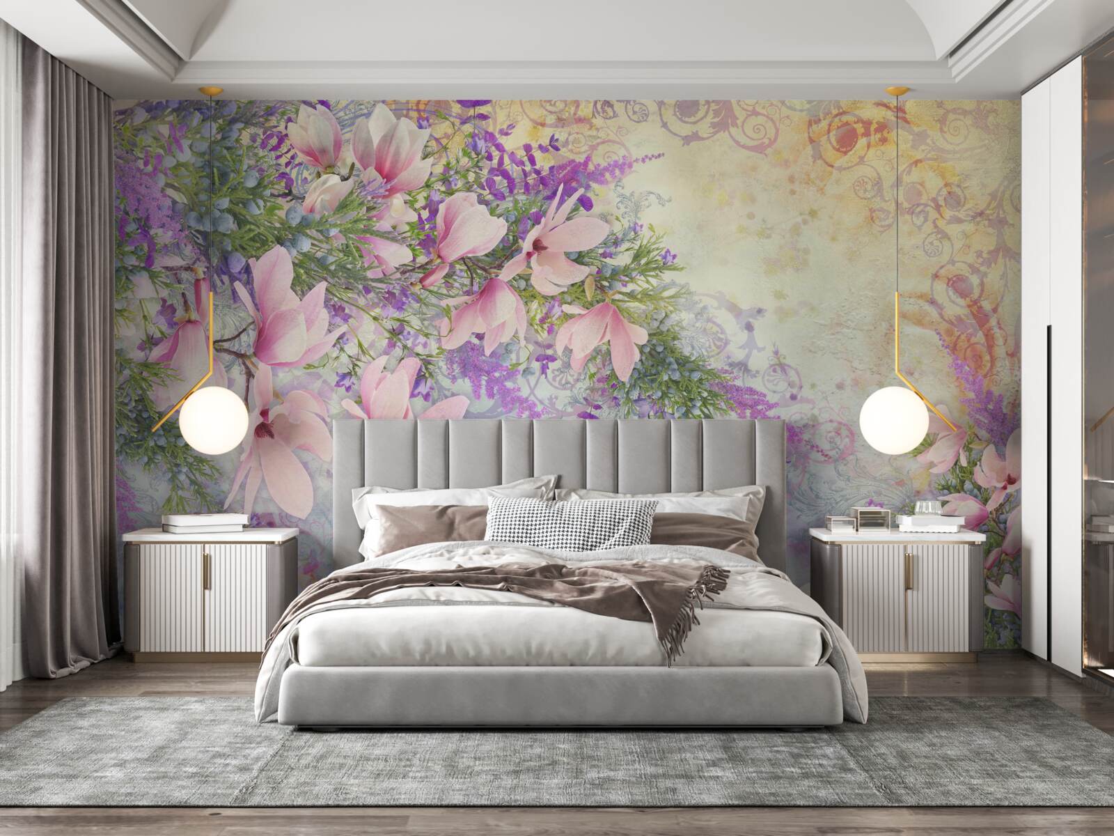 Фотошпалери яскраві квіти світяться на ніжному тлі