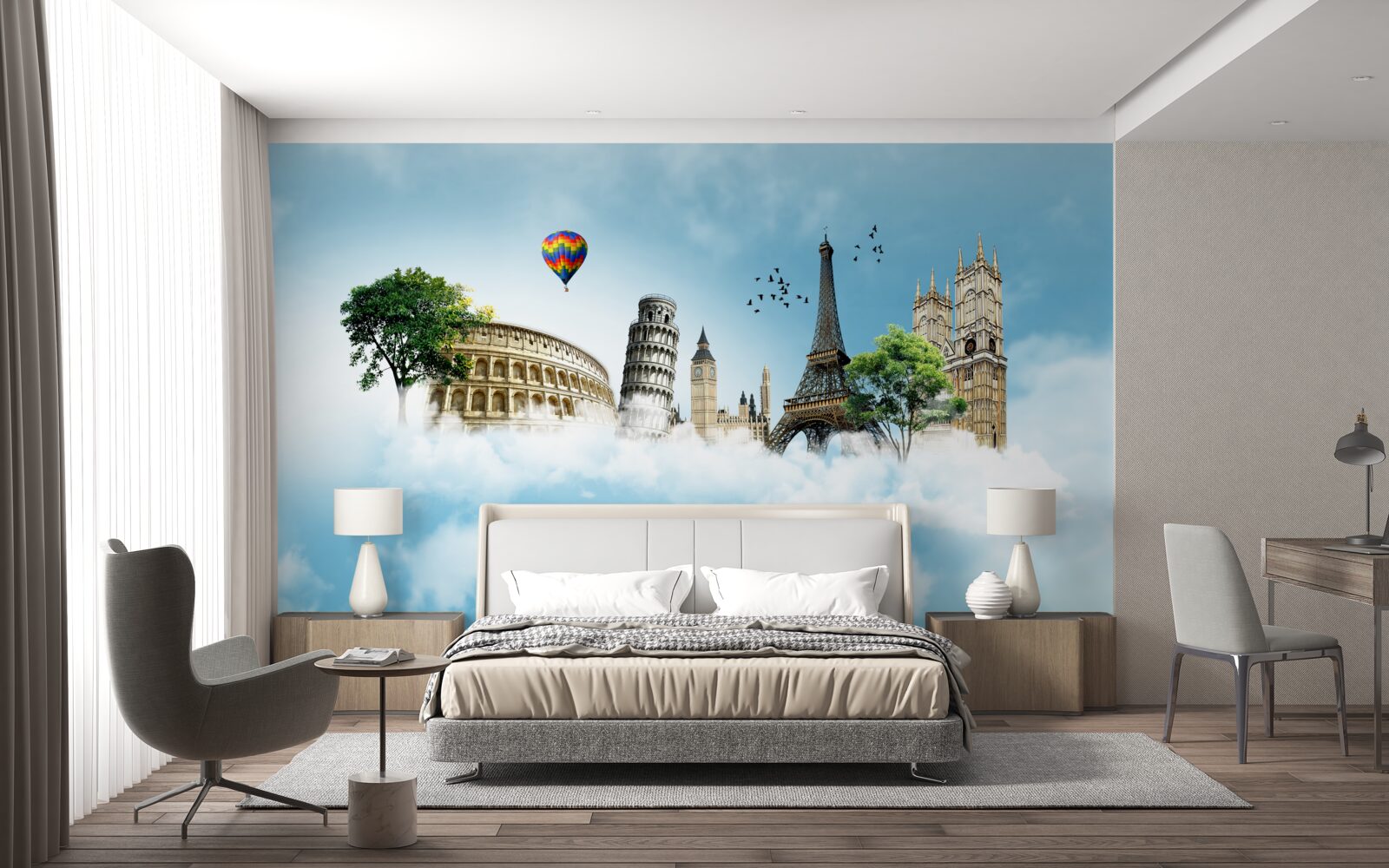 Фотошпалери пам'ятники європейських міст у небі