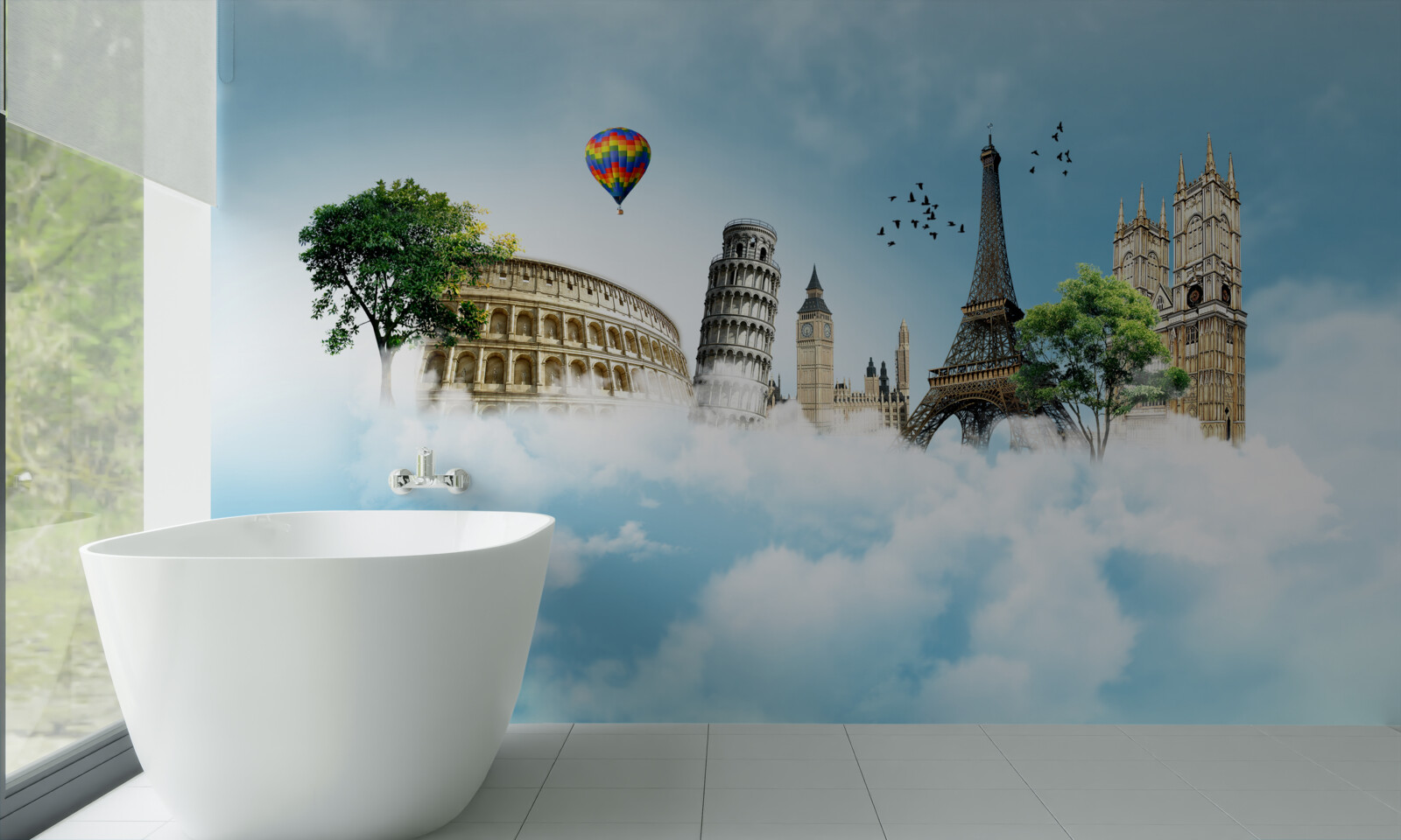 Фотошпалери пам'ятники європейських міст у небі