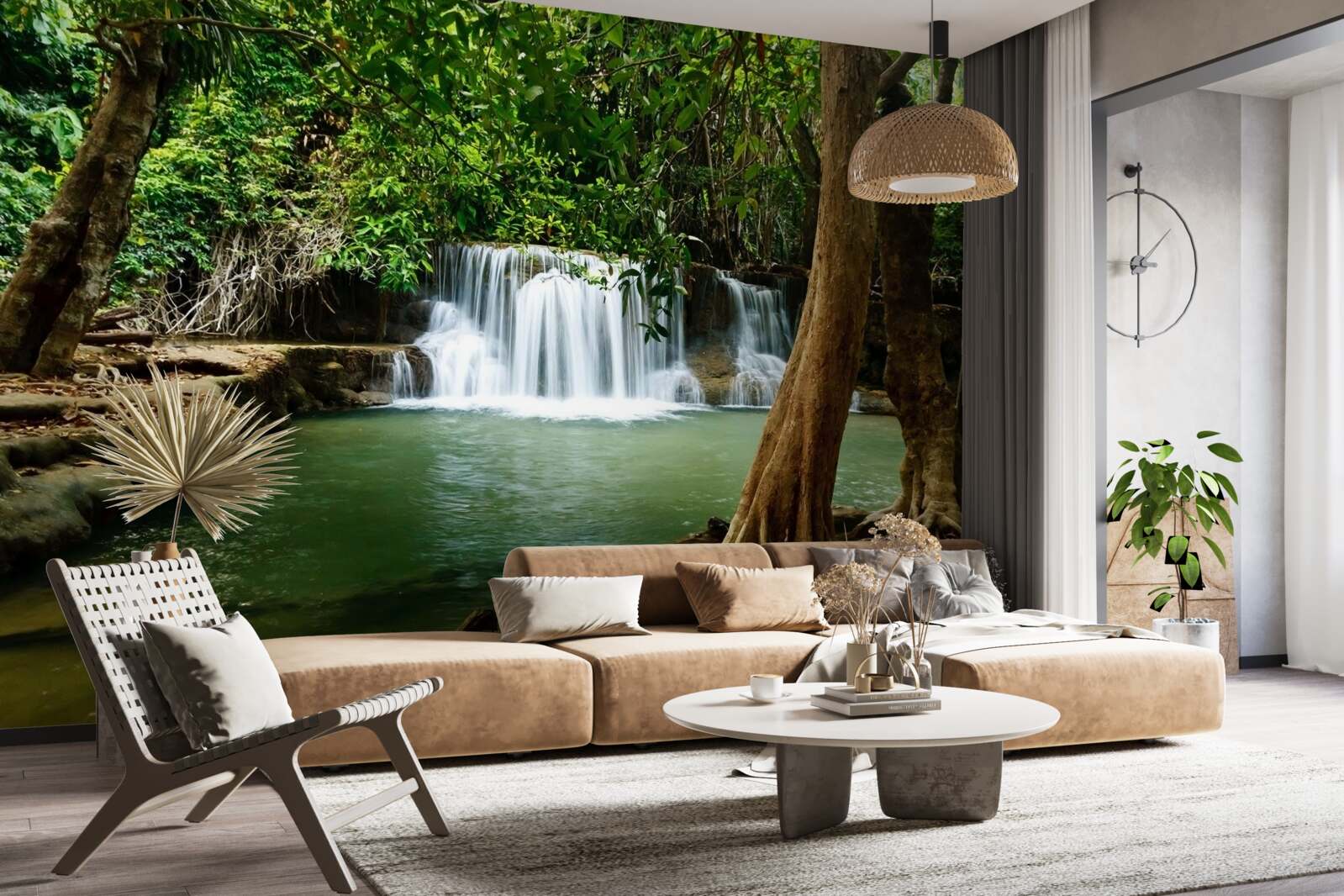 Фотошпалери водоспад у прадавньому лісі